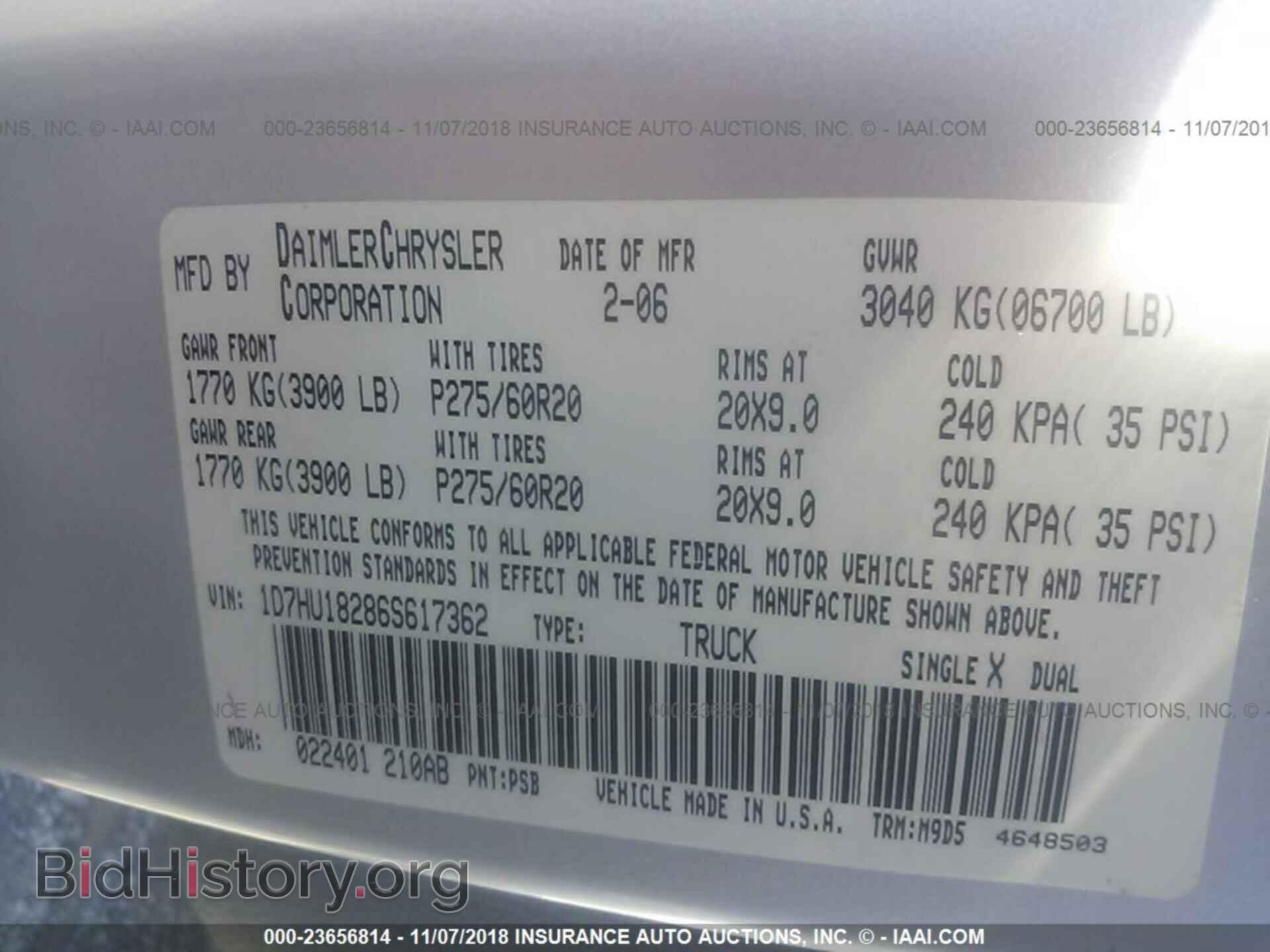 2006 DODGE RAM 1500 - VIN: 1D7HU18286S617362 - Фото 9