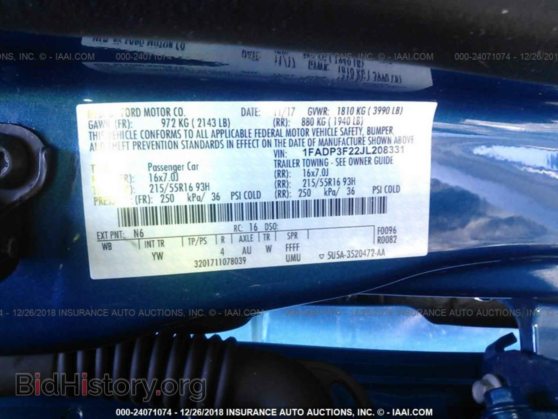 2018 FORD FOCUS - VIN: 1FADP3F22JL208331 - Фото 9