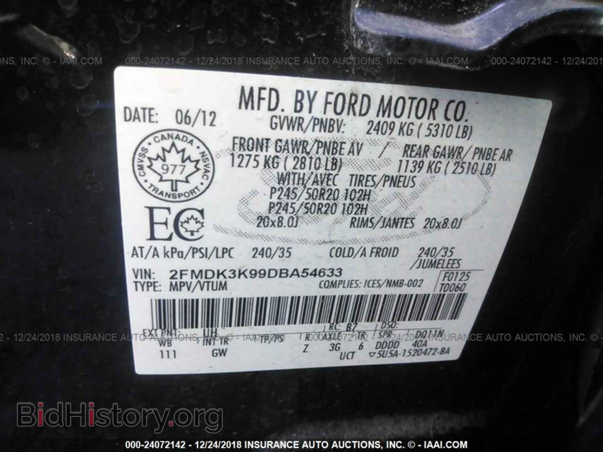 2013 FORD EDGE - VIN: 2FMDK3K99DBA54633 - Photo 9