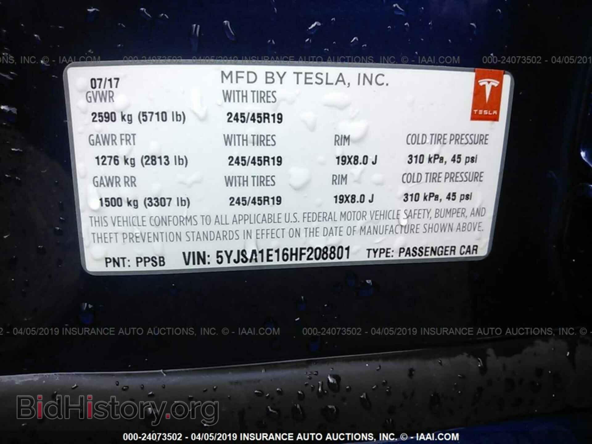 2017 TESLA MODEL S - VIN: 5YJSA1E16HF208801 - Photo 9