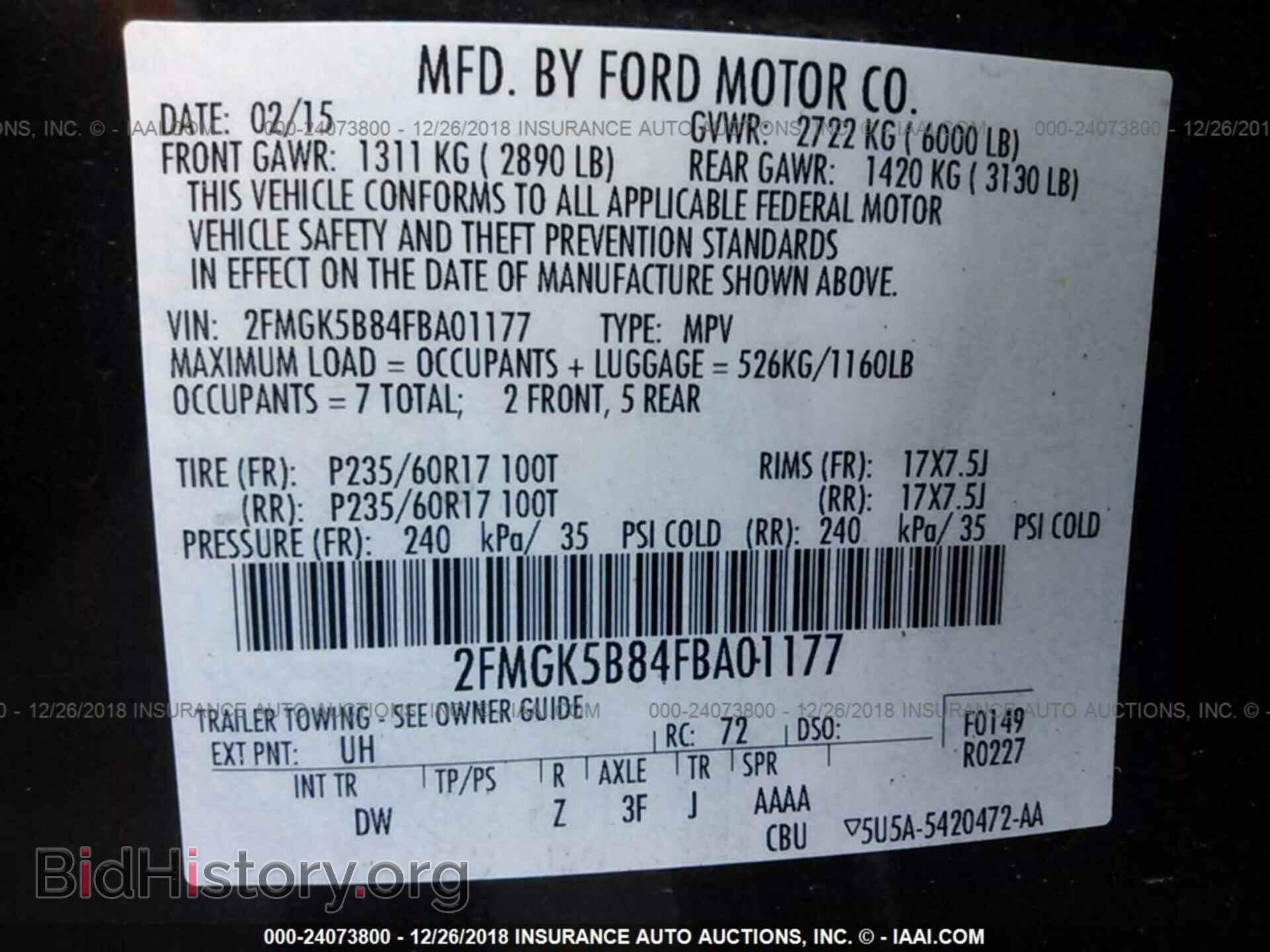 2015 FORD FLEX - VIN: 2FMGK5B84FBA01177 - Photo 9
