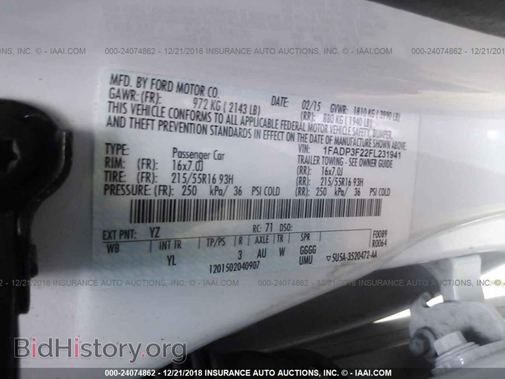 2015 FORD FOCUS - VIN: 1FADP3F22FL231941 - Фото 9