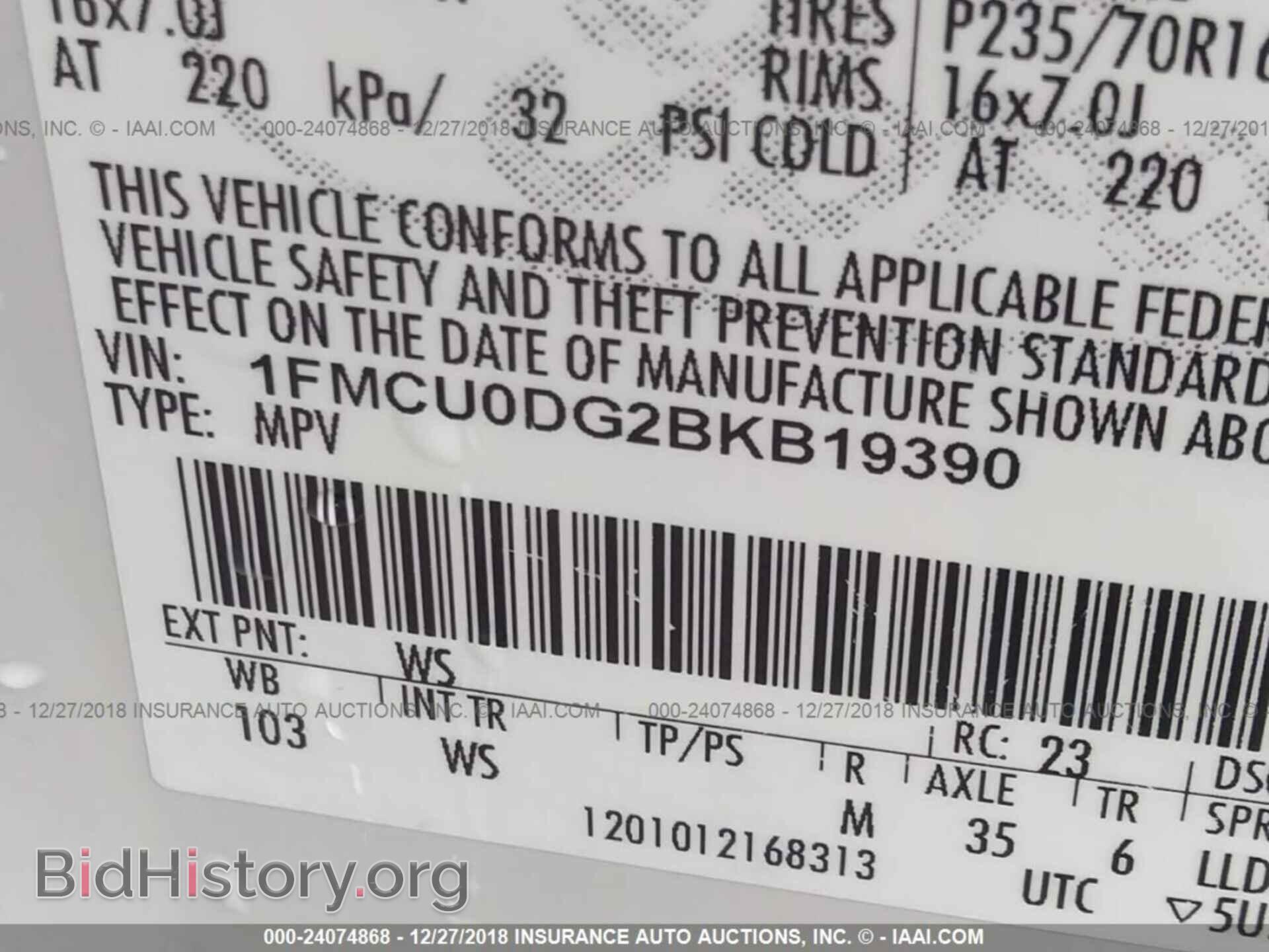 2011 FORD ESCAPE - VIN: 1FMCU0DG2BKB19390 - Photo 9