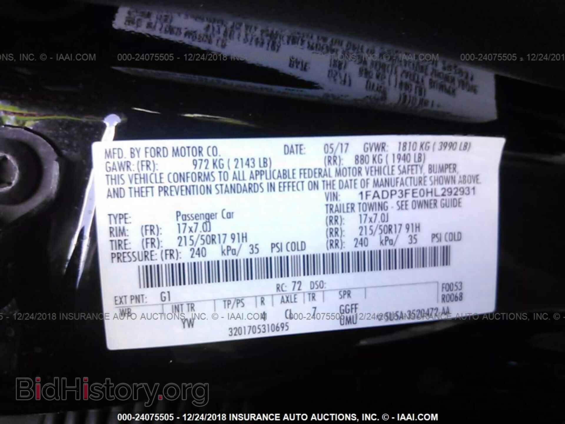 2017 FORD FOCUS - VIN: 1FADP3FE0HL292931 - Photo 9