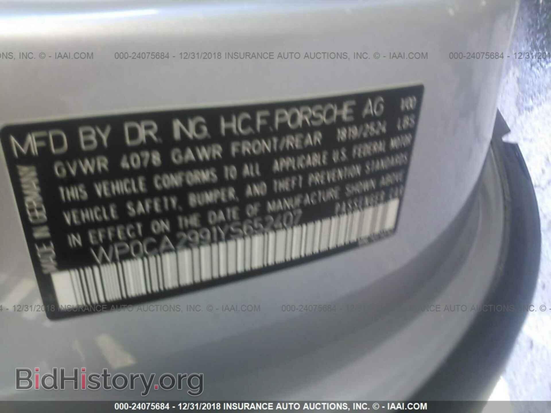 2000 PORSCHE 911 - VIN: WP0CA2991YS652407 - Фото 9