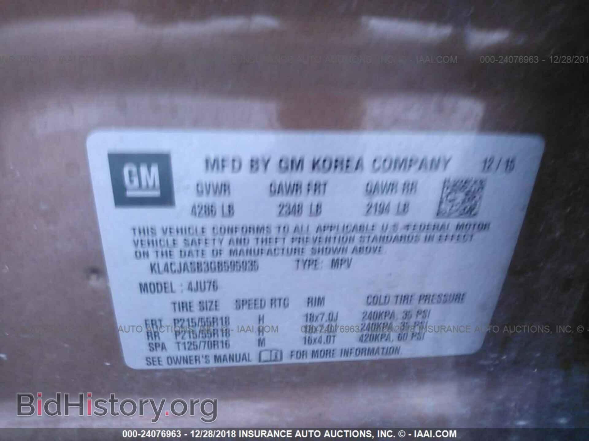 2016 BUICK ENCORE - VIN: KL4CJASB3GB595935 - Photo 9