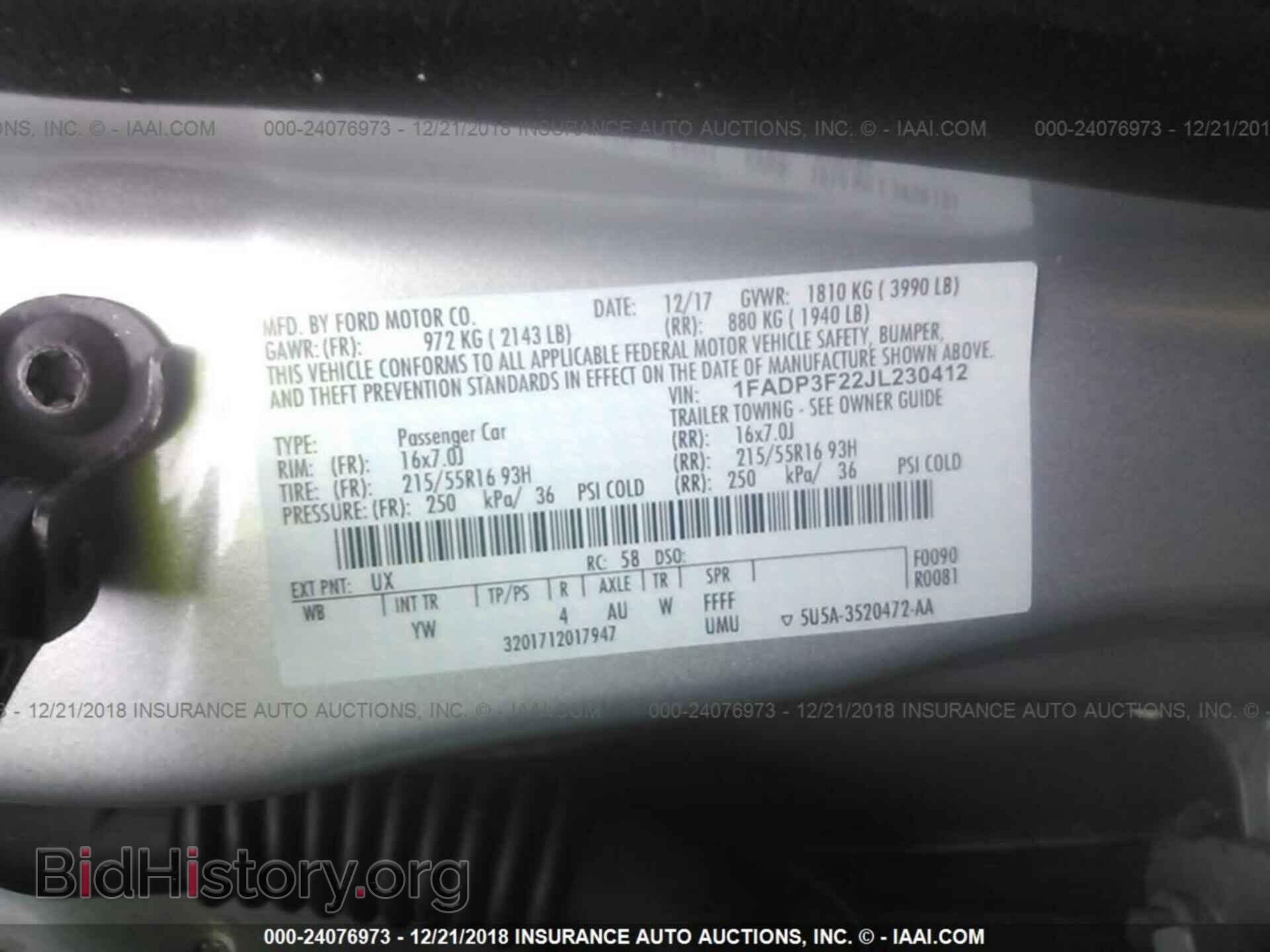 2018 FORD FOCUS - VIN: 1FADP3F22JL230412 - Photo 9