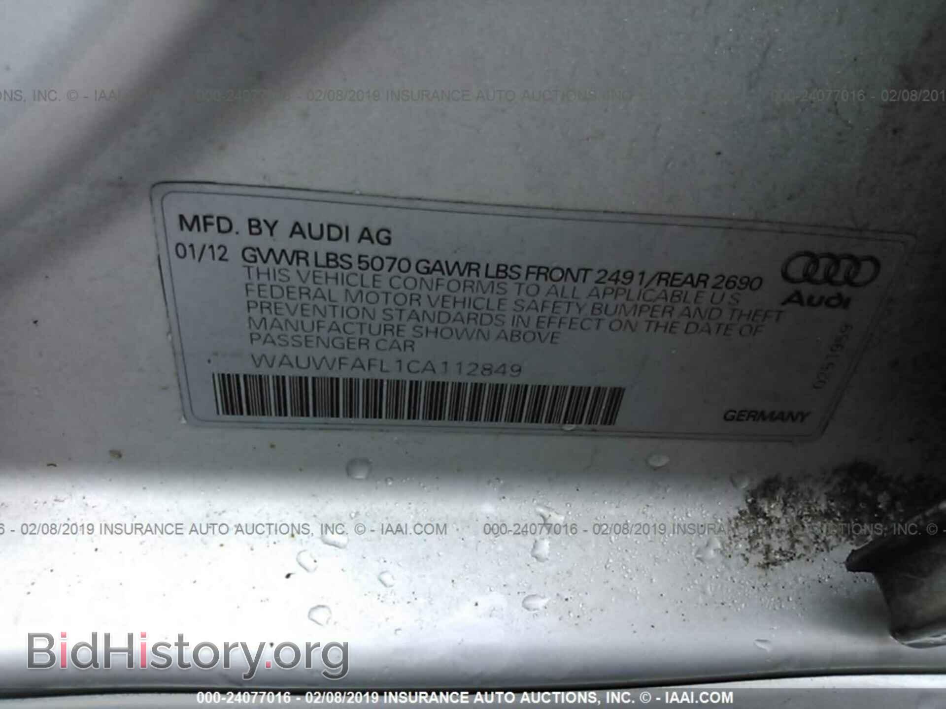 2012 AUDI A4 - VIN: WAUWFAFL1CA112849 - Фото 9