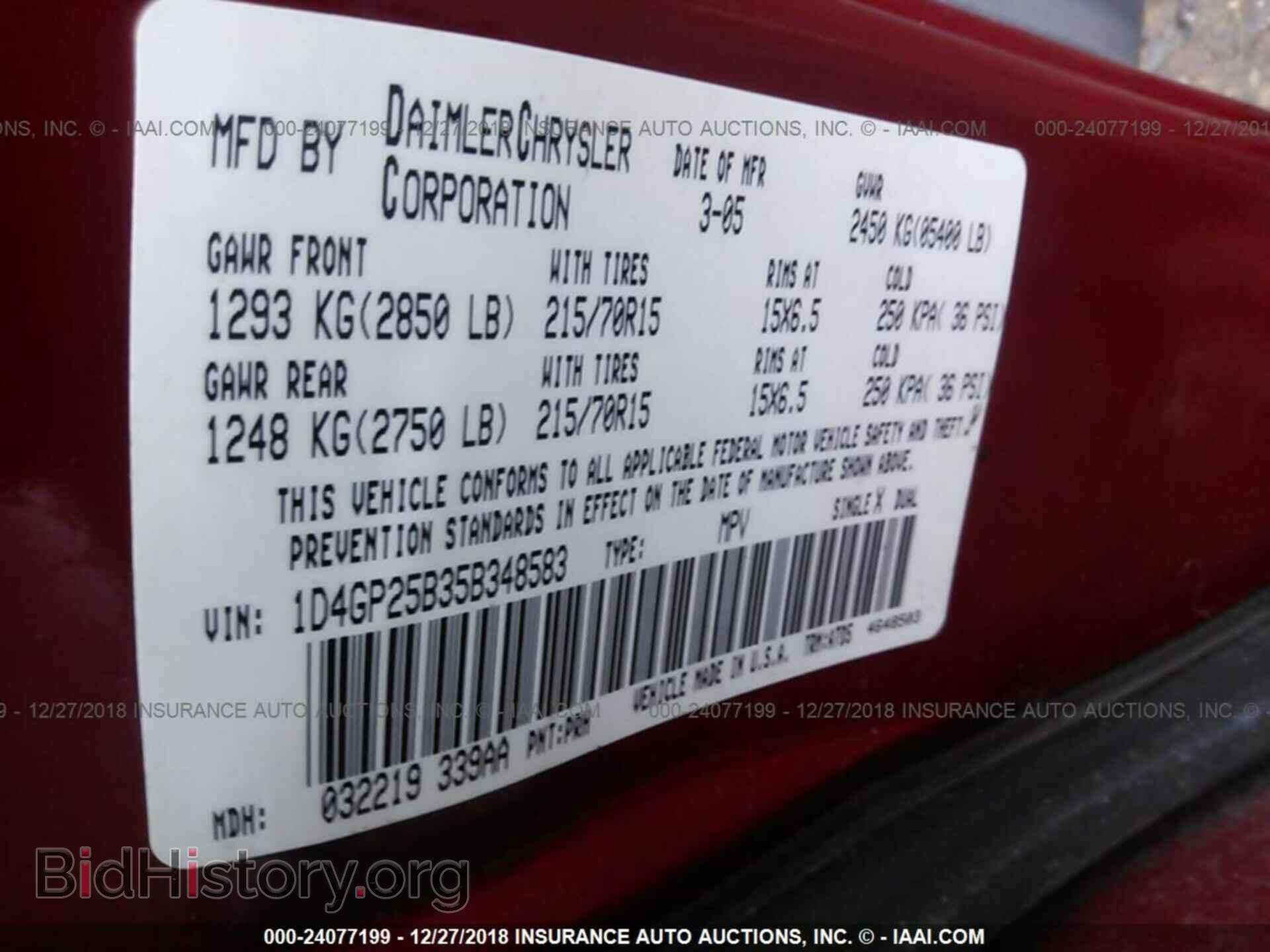 2005 DODGE CARAVAN - VIN: 1D4GP25B35B348583 - Фото 9