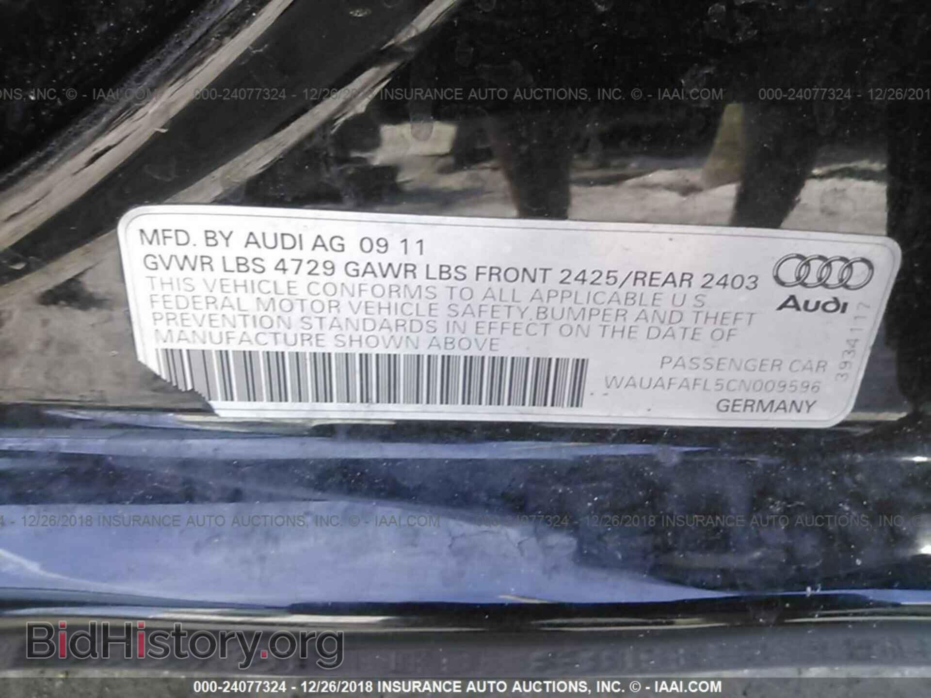 2012 AUDI A4 - VIN: WAUAFAFL5CN009596 - Photo 9