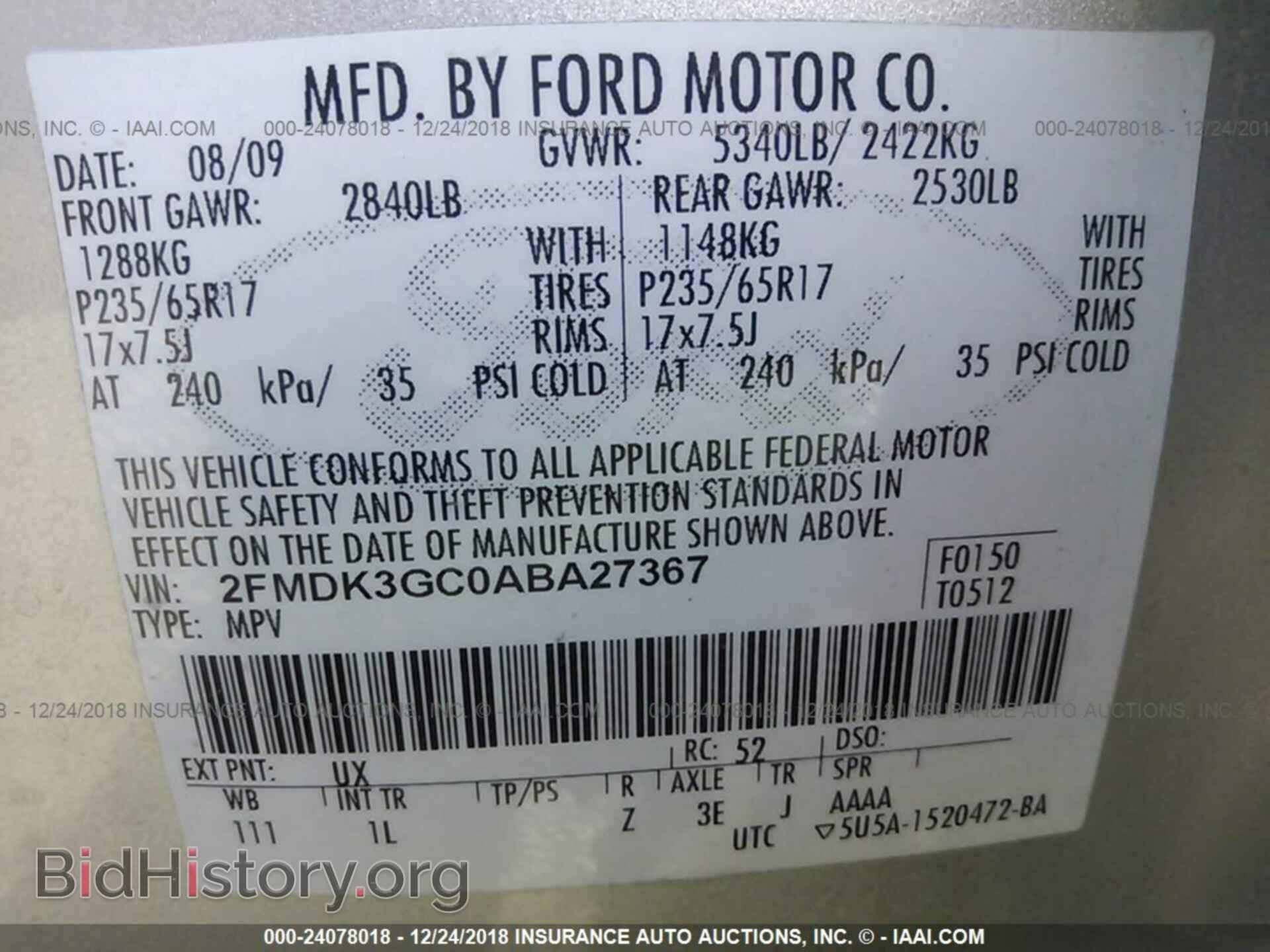 2010 FORD EDGE - VIN: 2FMDK3GC0ABA27367 - Photo 9