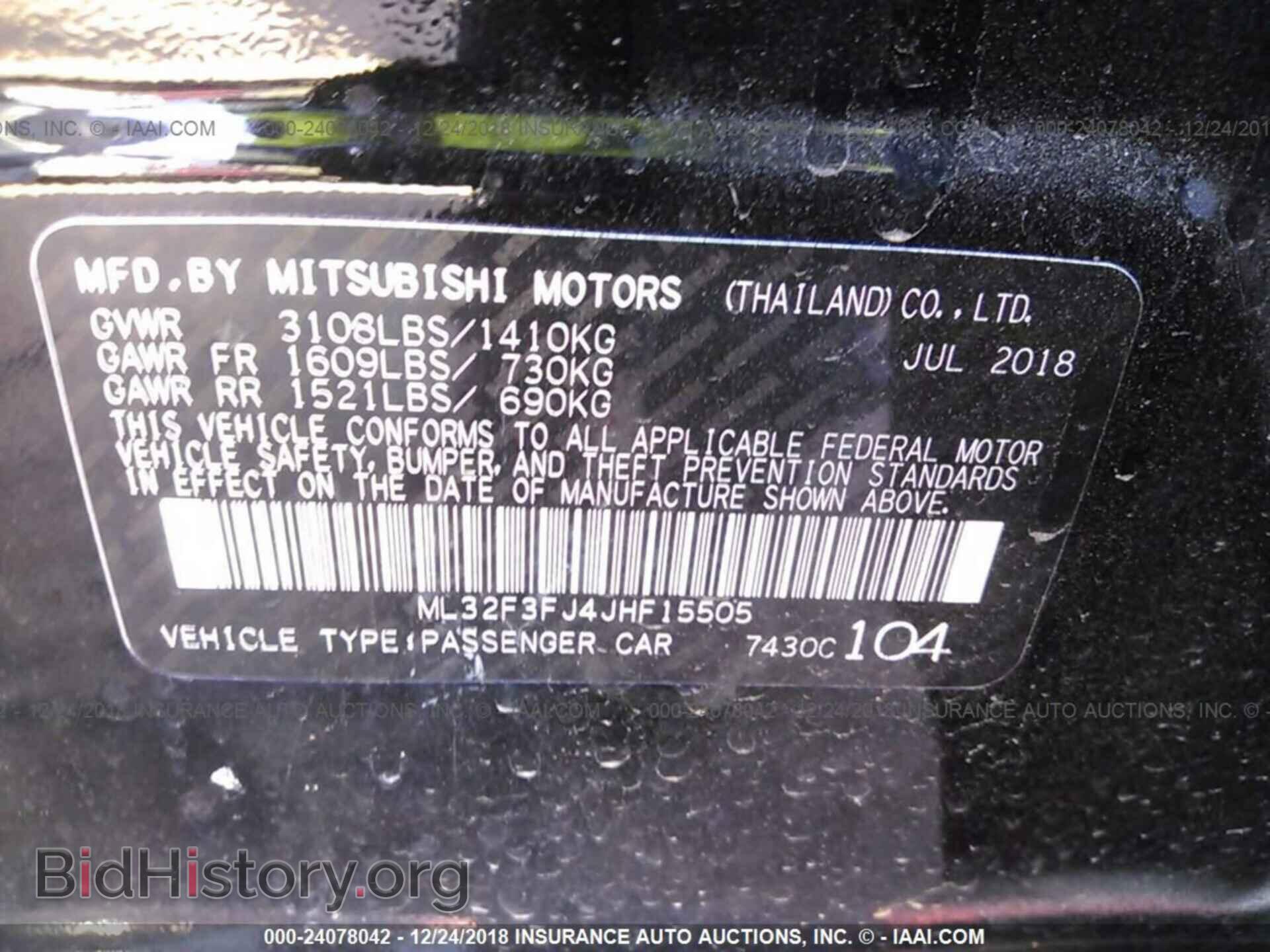2018 MITSUBISHI MIRAGE - VIN: ML32F3FJ4JHF15505 - Фото 9