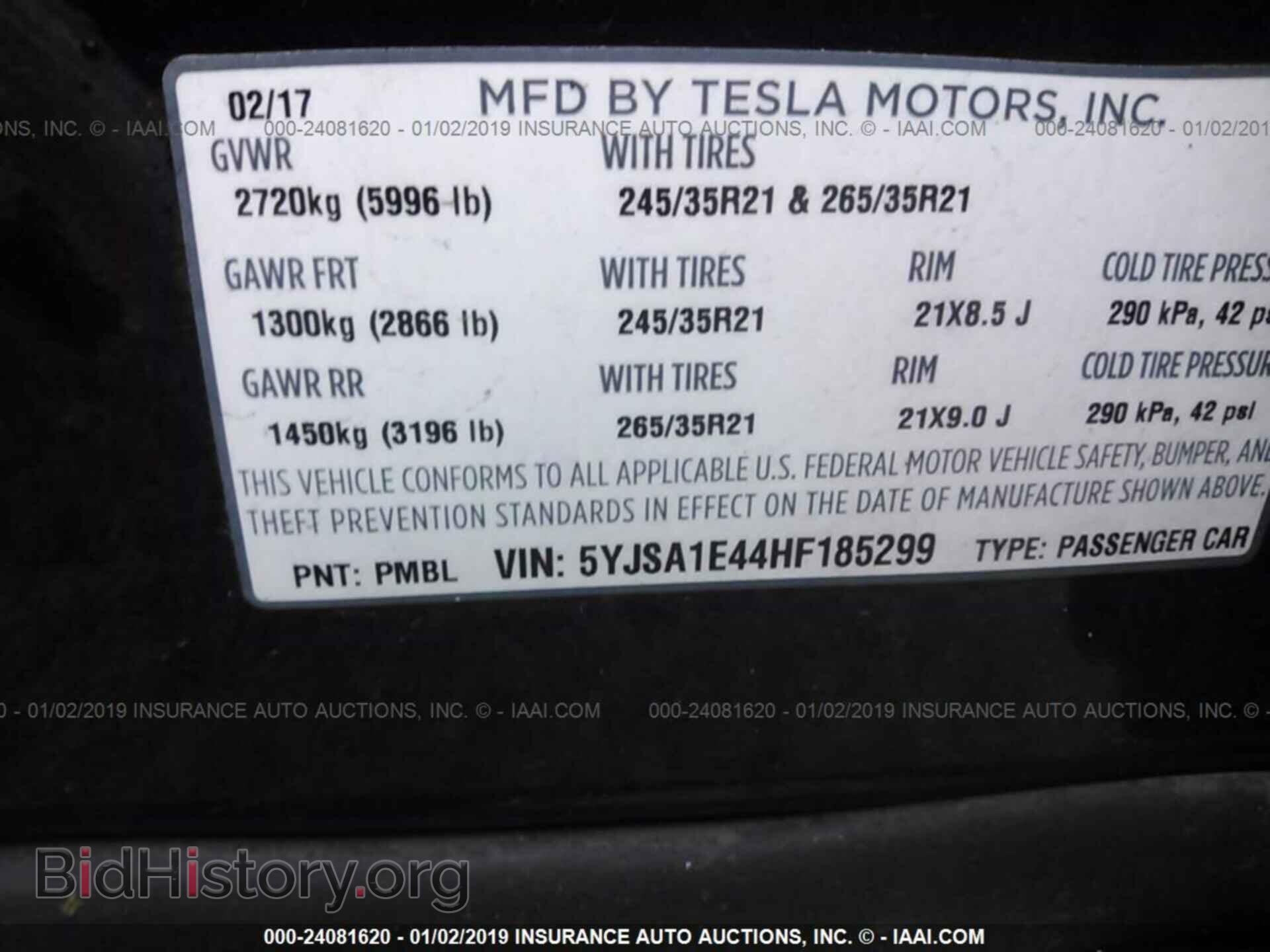 2017 TESLA MODEL S - VIN: 5YJSA1E44HF185299 - Photo 9