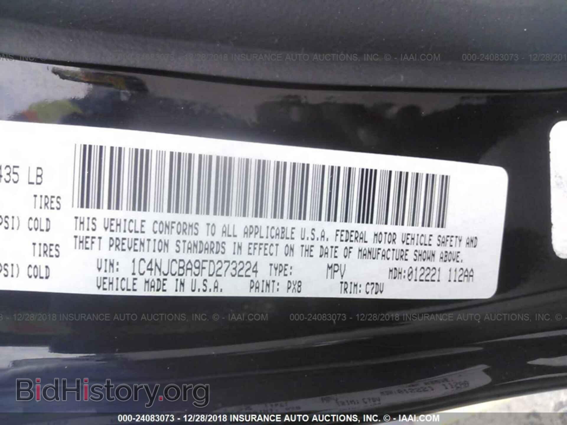 2015 JEEP COMPASS - VIN: 1C4NJCBA9FD273224 - Фото 9