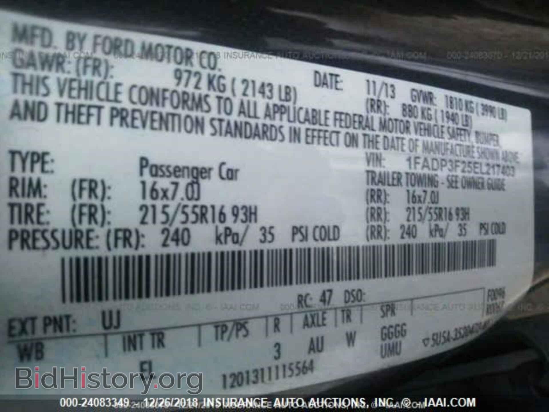 2014 FORD FOCUS - VIN: 1FADP3F25EL217403 - Фото 9