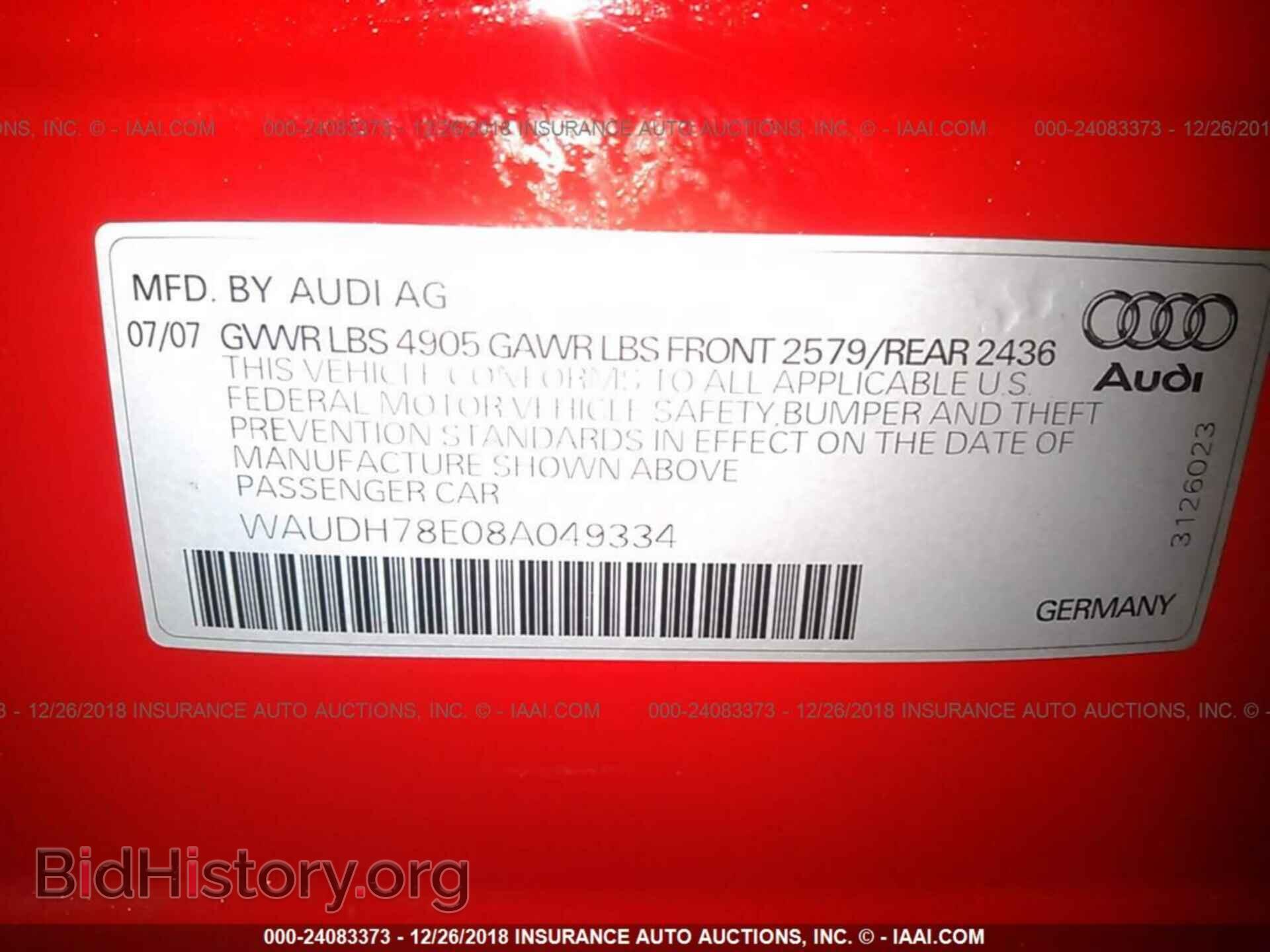 2008 AUDI A4 - VIN: WAUDH78E08A049334 - Фото 9