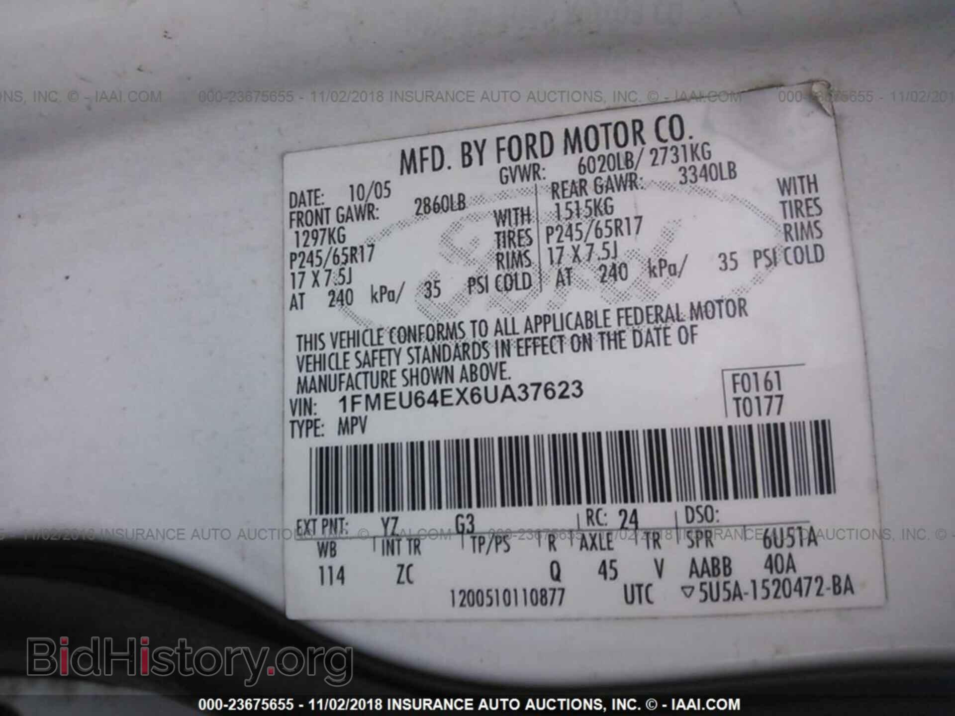 2006 FORD EXPLORER - VIN: 1FMEU64EX6UA37623 - Photo 9