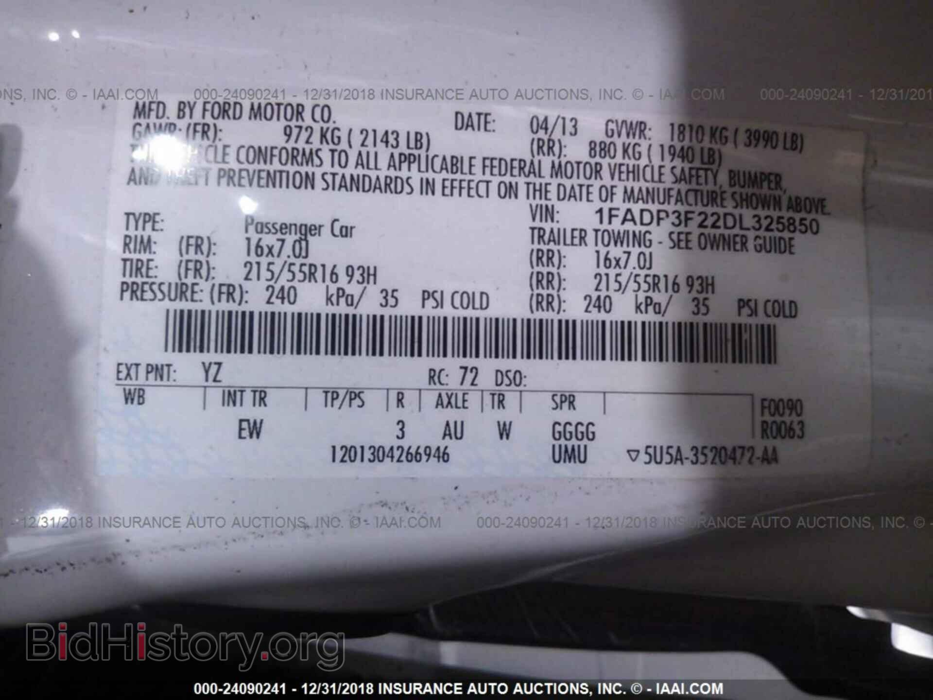 2013 FORD FOCUS - VIN: 1FADP3F22DL325850 - Фото 9