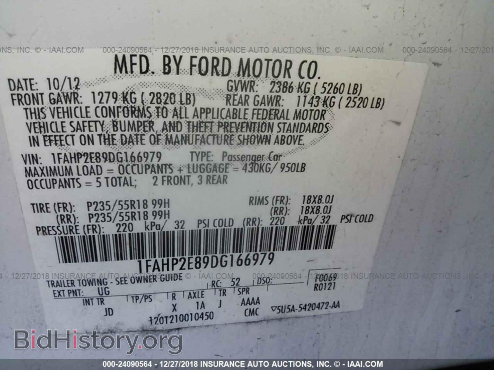 2013 FORD TAURUS - VIN: 1FAHP2E89DG166979 - Photo 9