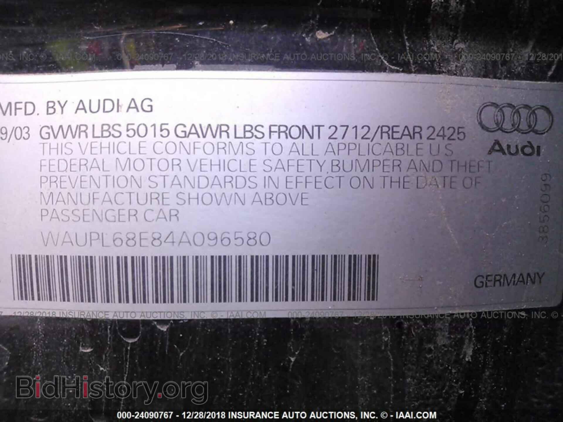 2004 AUDI S4 - VIN: WAUPL68E84A096580 - Photo 9