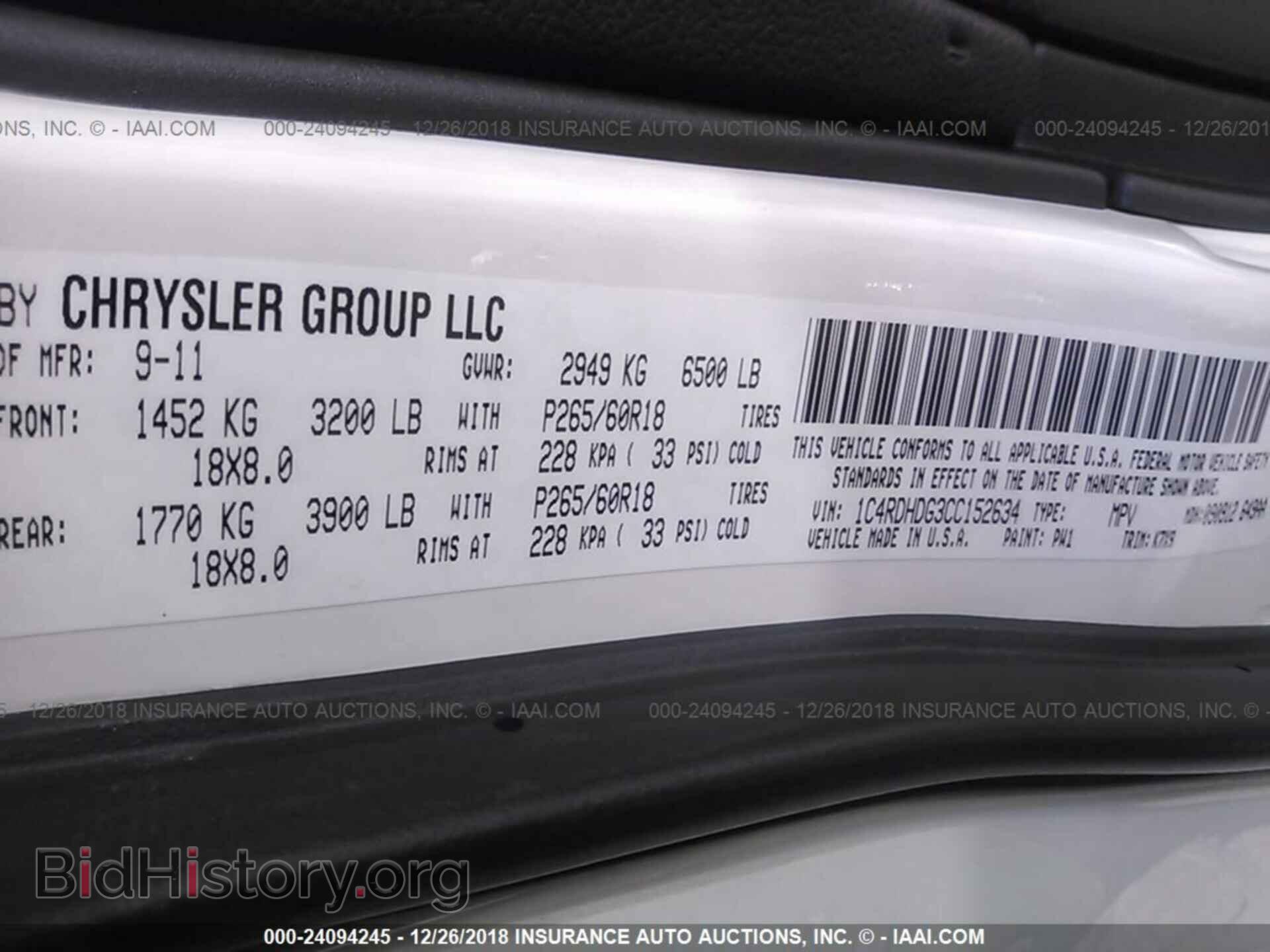 2012 DODGE DURANGO - VIN: 1C4RDHDG3CC152634 - Photo 9