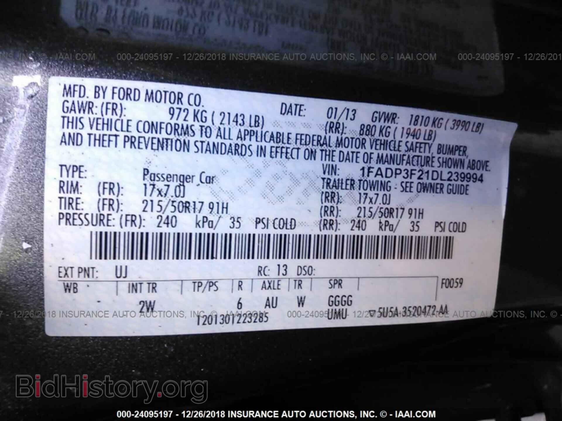 2013 FORD FOCUS - VIN: 1FADP3F21DL239994 - Фото 9