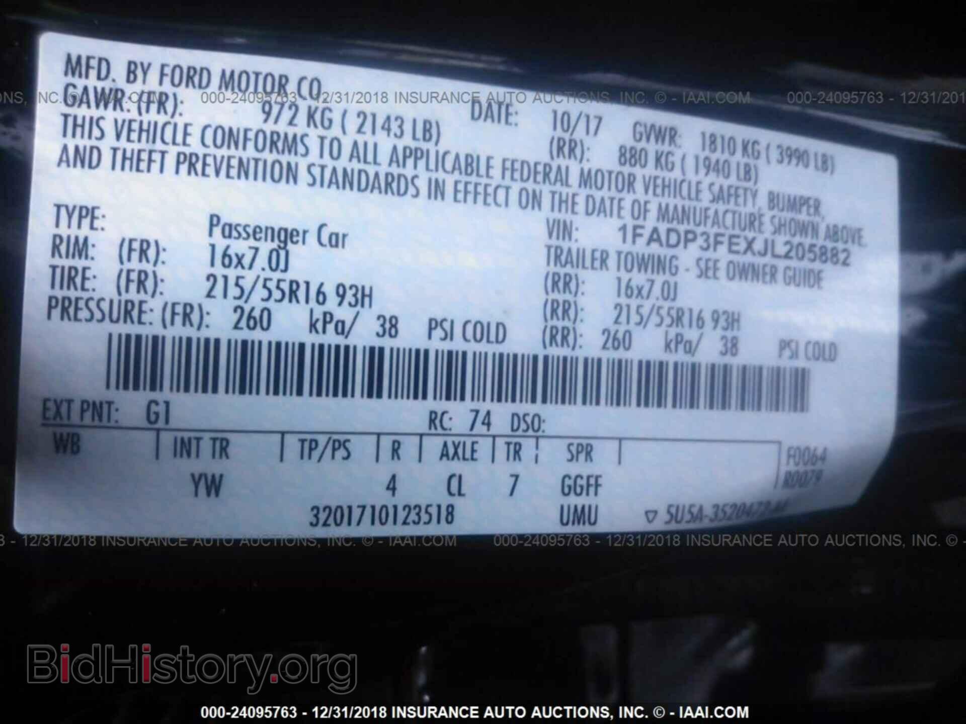 2018 FORD FOCUS - VIN: 1FADP3FEXJL205882 - Фото 9