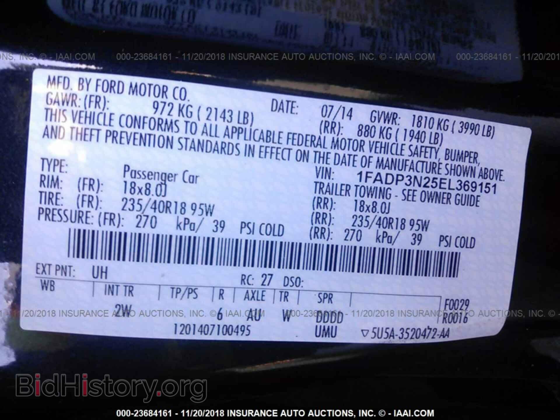 2014 FORD FOCUS - VIN: 1FADP3N25EL369151 - Фото 9