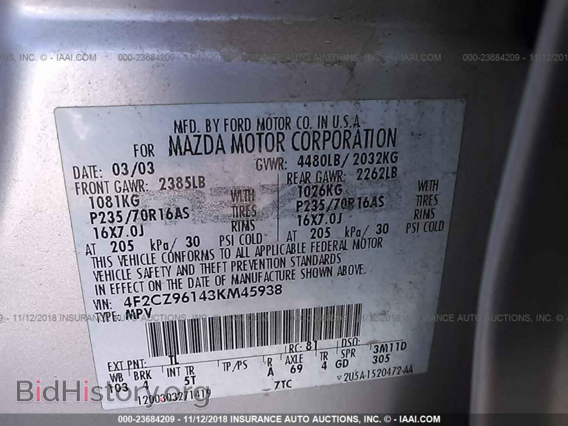 2003 MAZDA TRIBUTE - VIN: 4F2CZ96143KM45938 - Photo 9