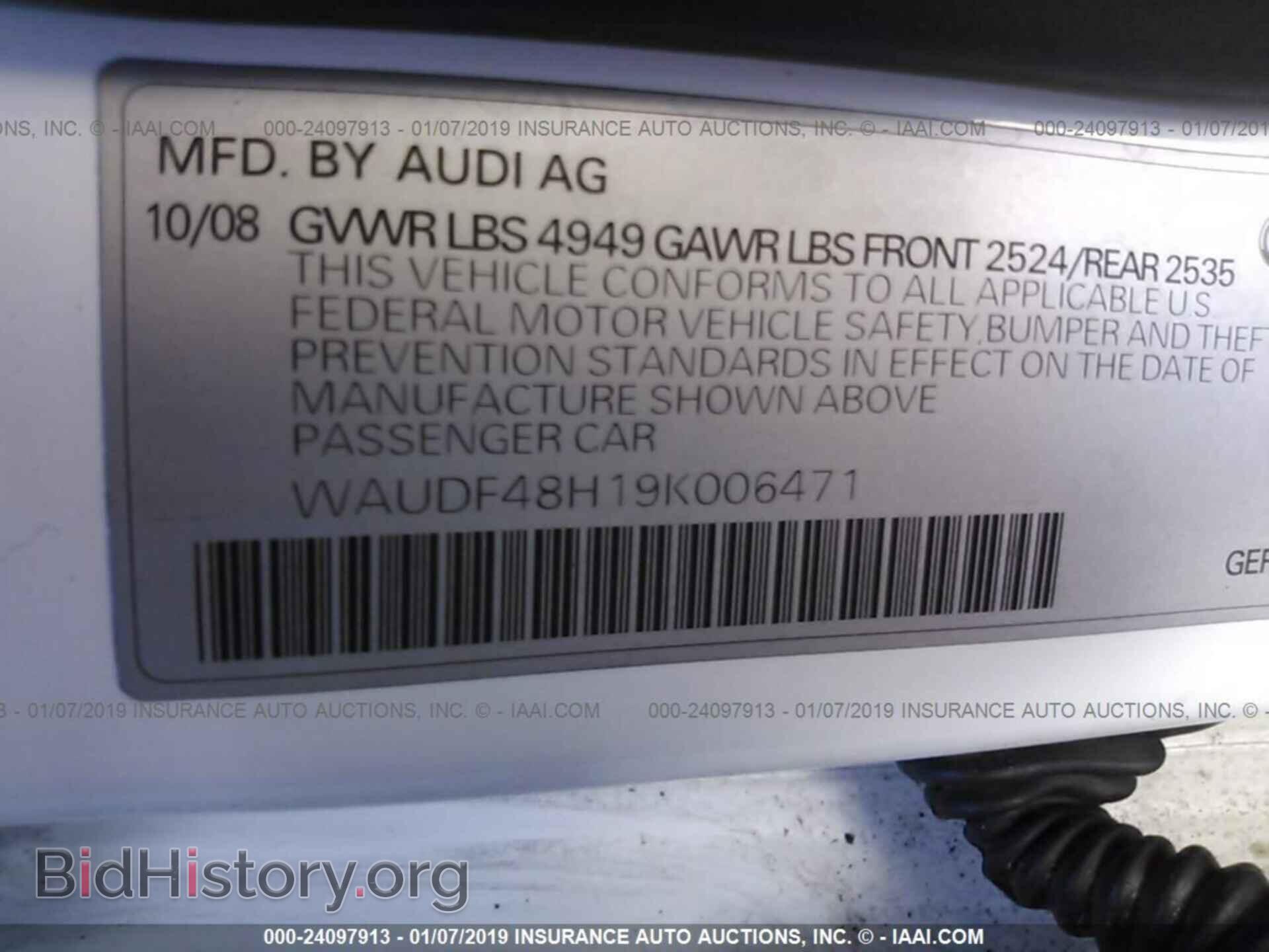 2009 AUDI A4 - VIN: WAUDF48H19K006471 - Фото 9