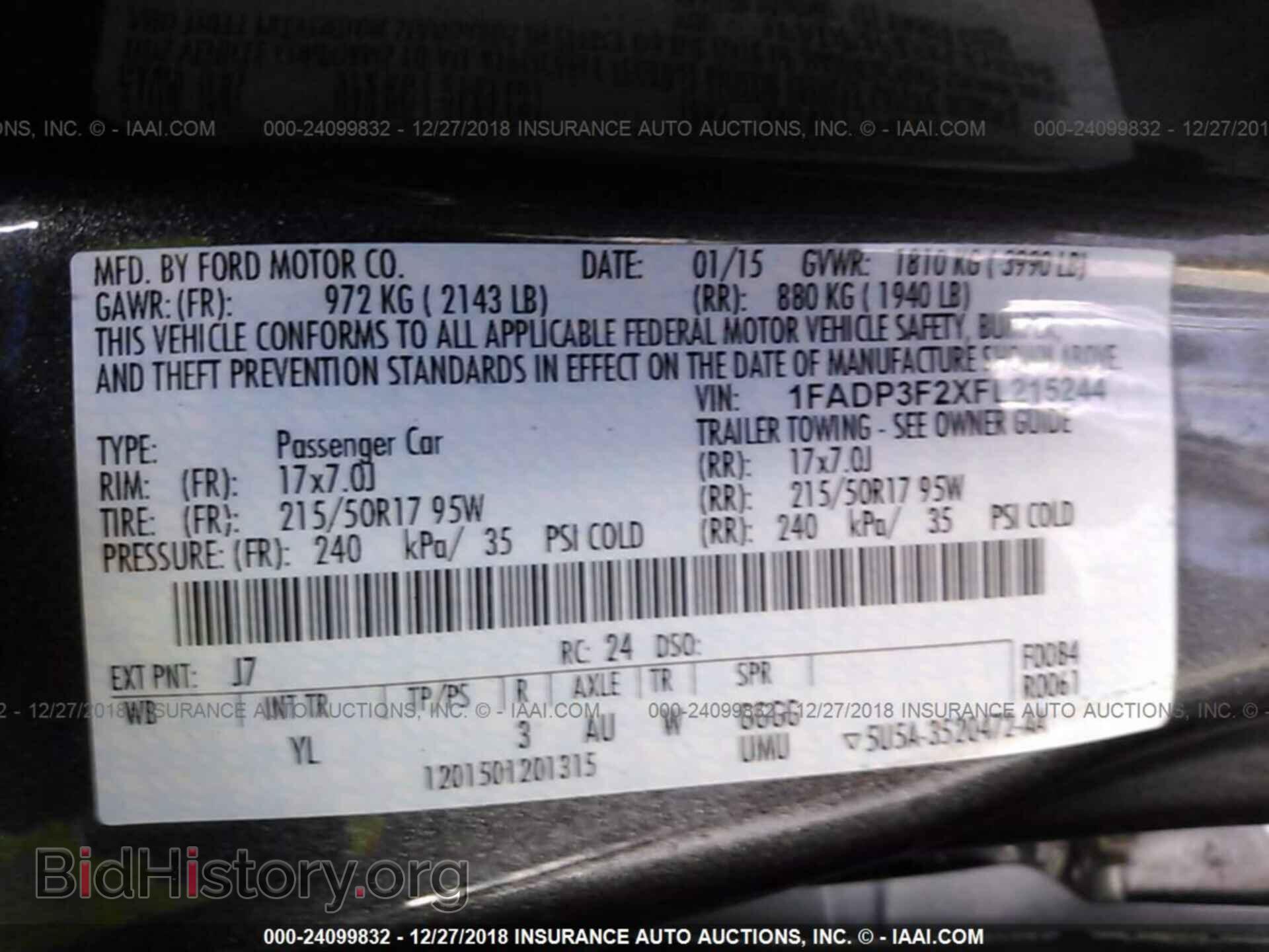 2015 FORD FOCUS - VIN: 1FADP3F2XFL215244 - Фото 9