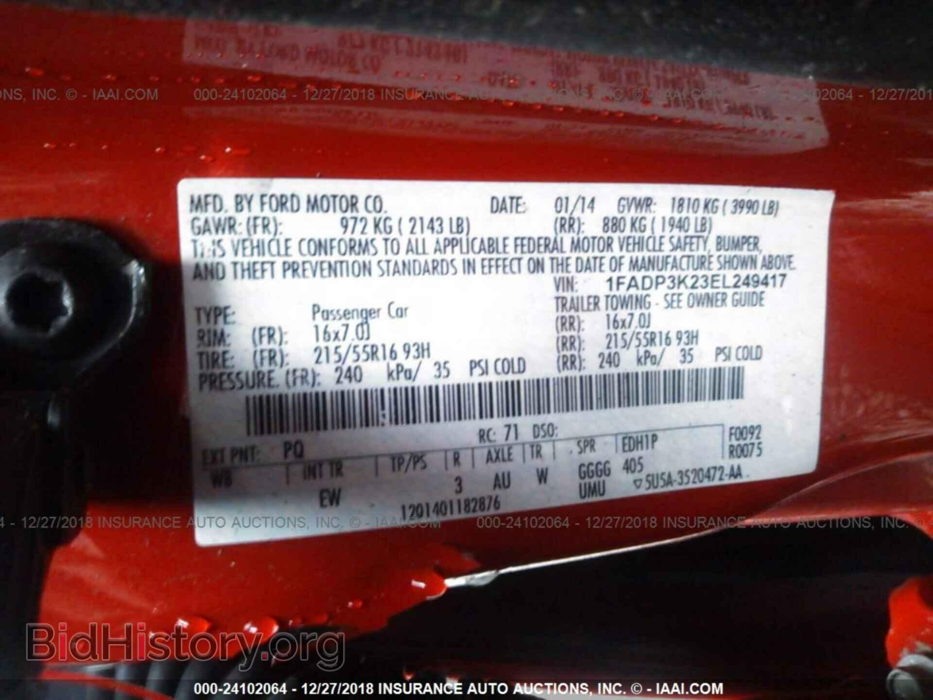 2014 FORD FOCUS - VIN: 1FADP3K23EL249417 - Фото 9