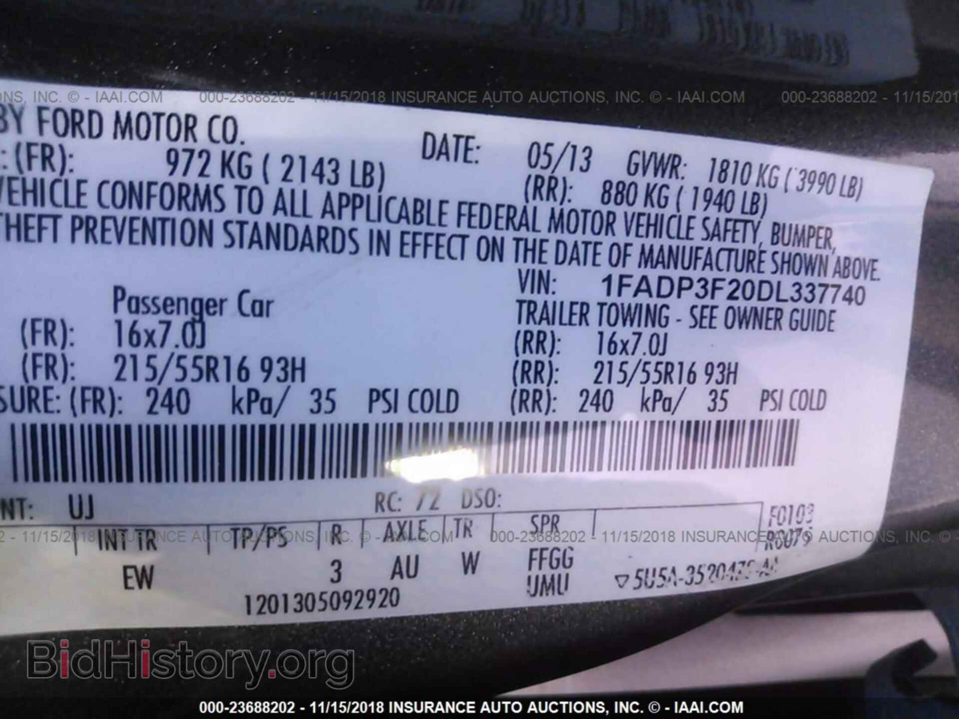 2013 FORD FOCUS - VIN: 1FADP3F20DL337740 - Фото 9