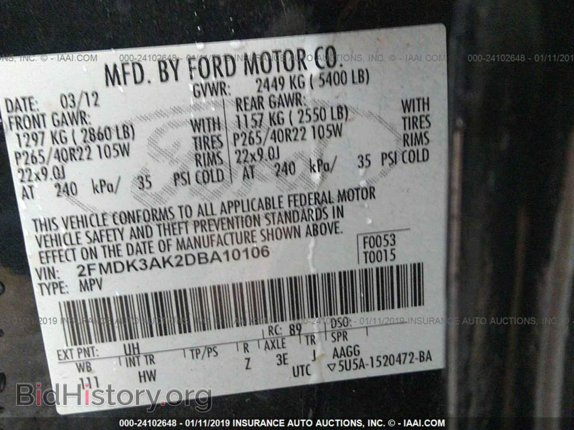 2013 FORD EDGE - VIN: 2FMDK3AK2DBA10106 - Фото 9