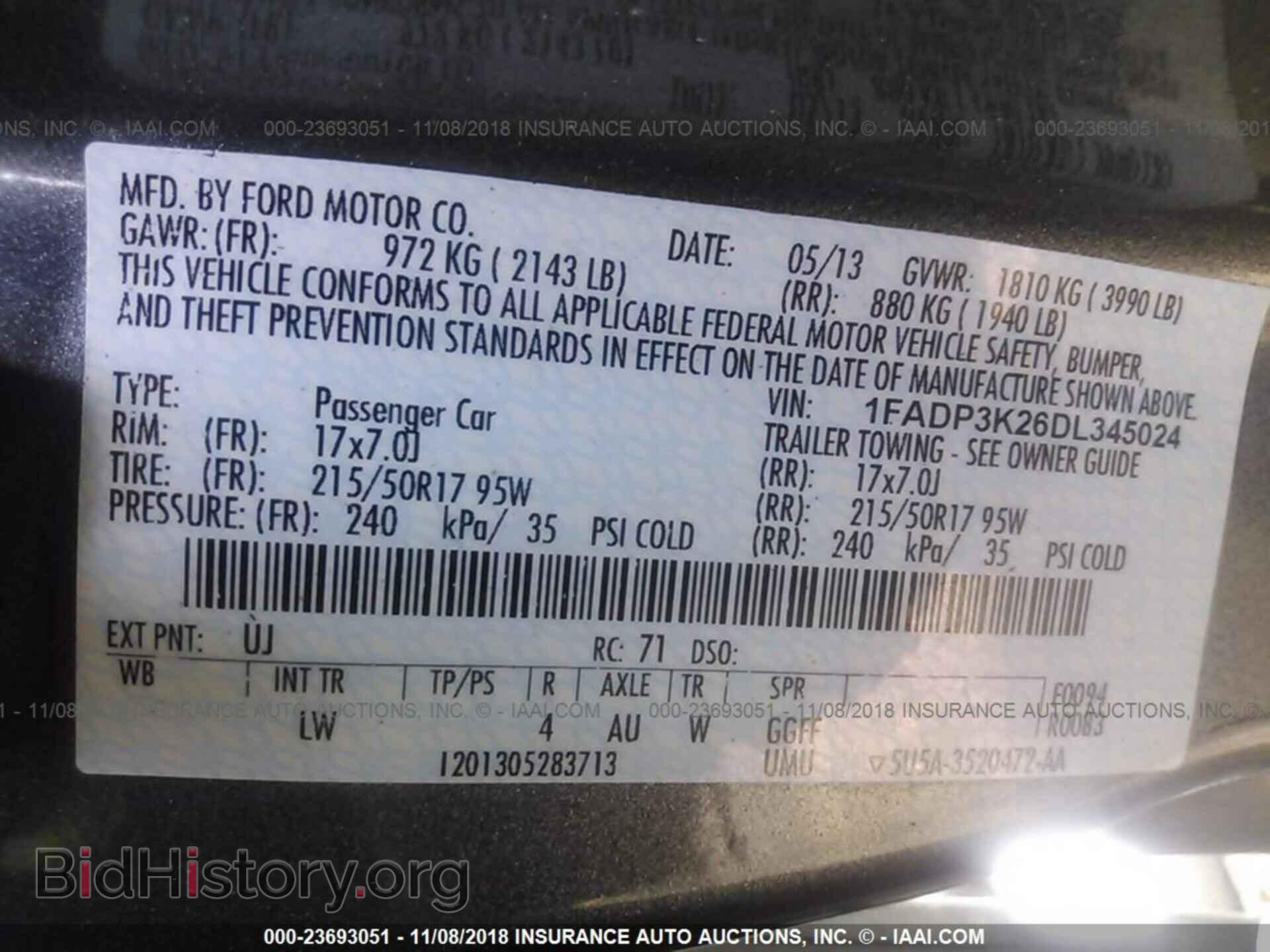 2013 FORD FOCUS - VIN: 1FADP3K26DL345024 - Фото 9
