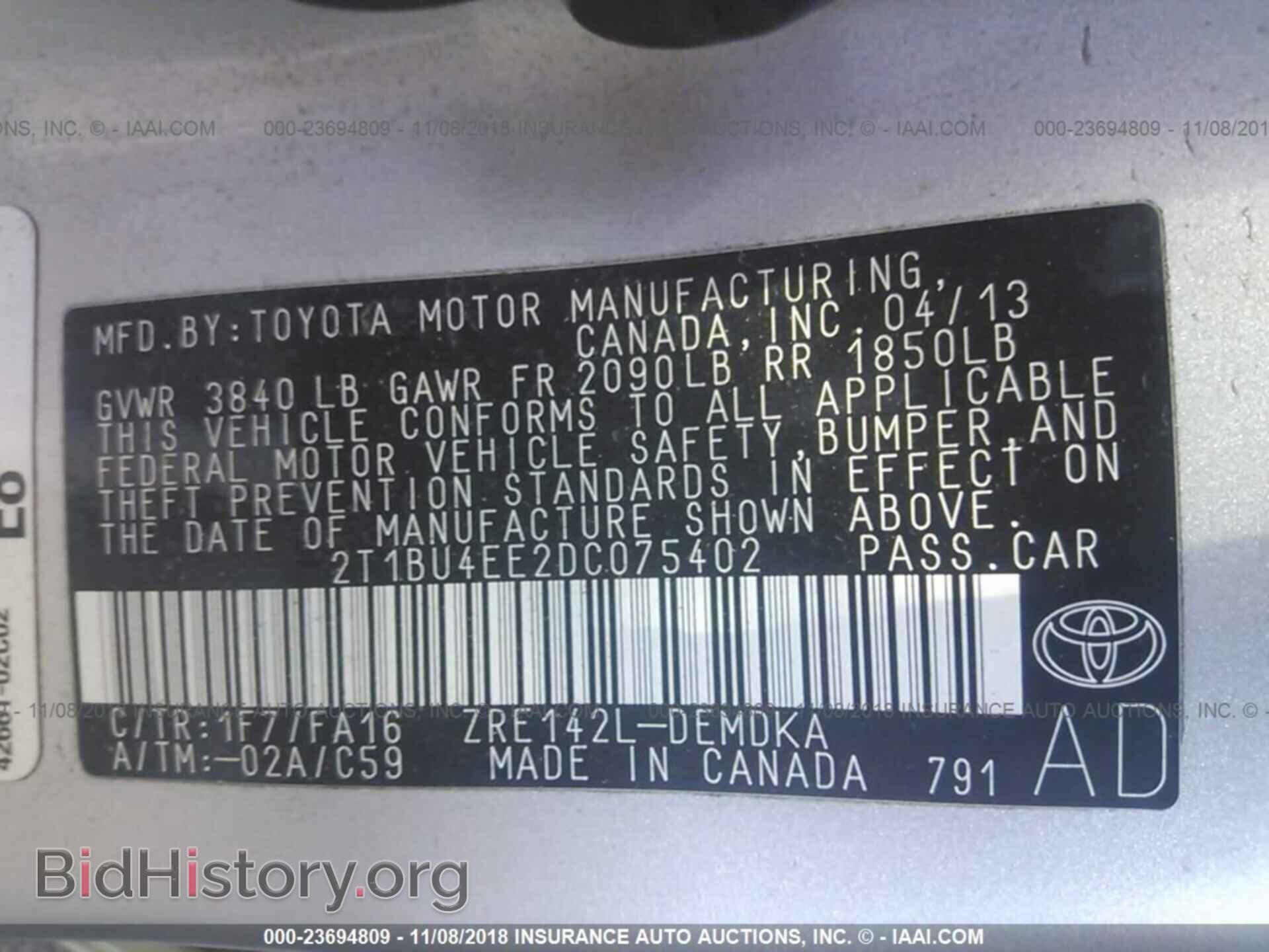 2013 TOYOTA COROLLA - VIN: 2T1BU4EE2DC075402 - Фото 9