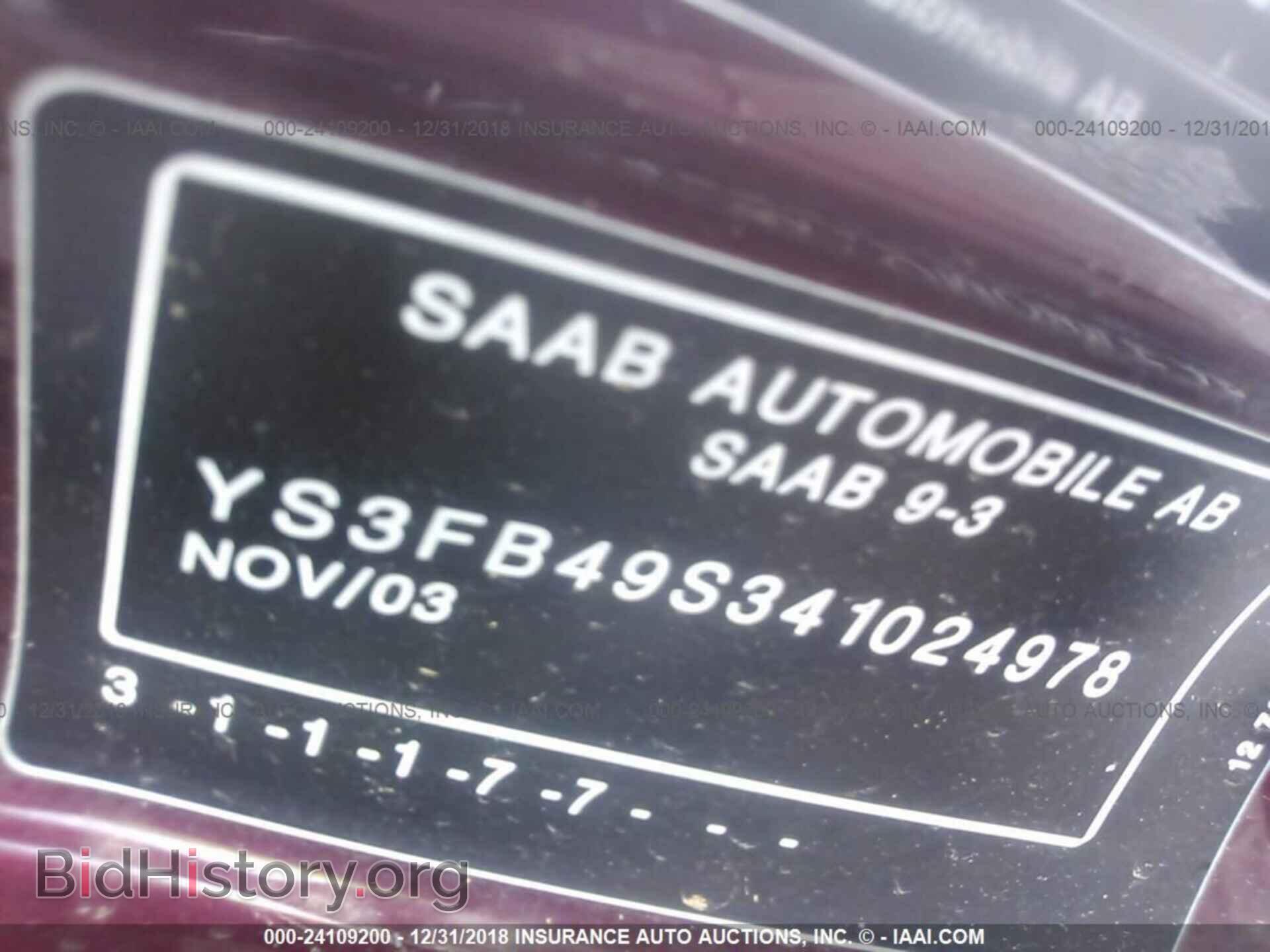 2004 SAAB 9-3 - VIN: YS3FB49S341024978 - Фото 9