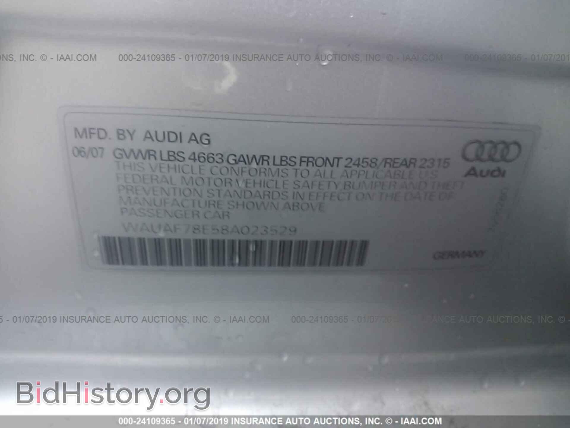 2008 AUDI A4 - VIN: WAUAF78E58A023529 - Фото 9