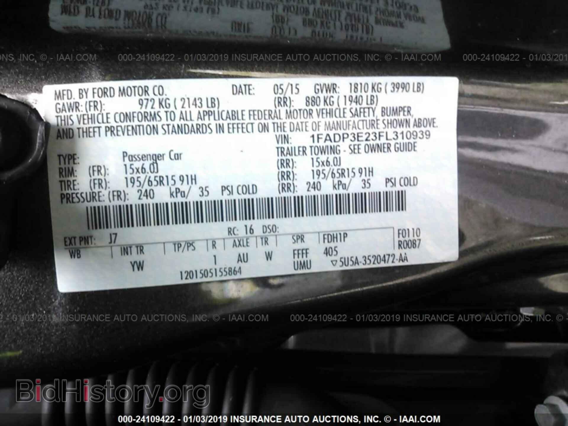 2015 FORD FOCUS - VIN: 1FADP3E23FL310939 - Фото 9
