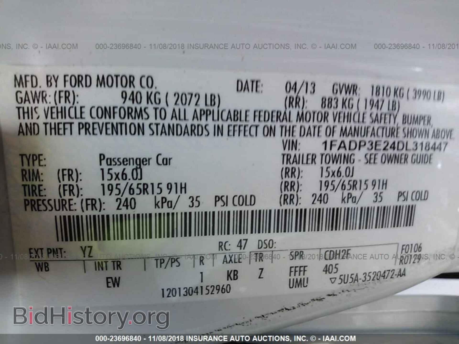 2013 FORD FOCUS - VIN: 1FADP3E24DL318447 - Фото 9