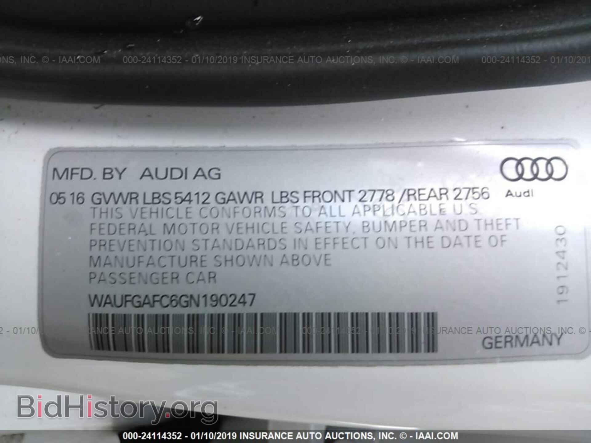 2016 AUDI A6 - VIN: WAUFGAFC6GN190247 - Фото 9