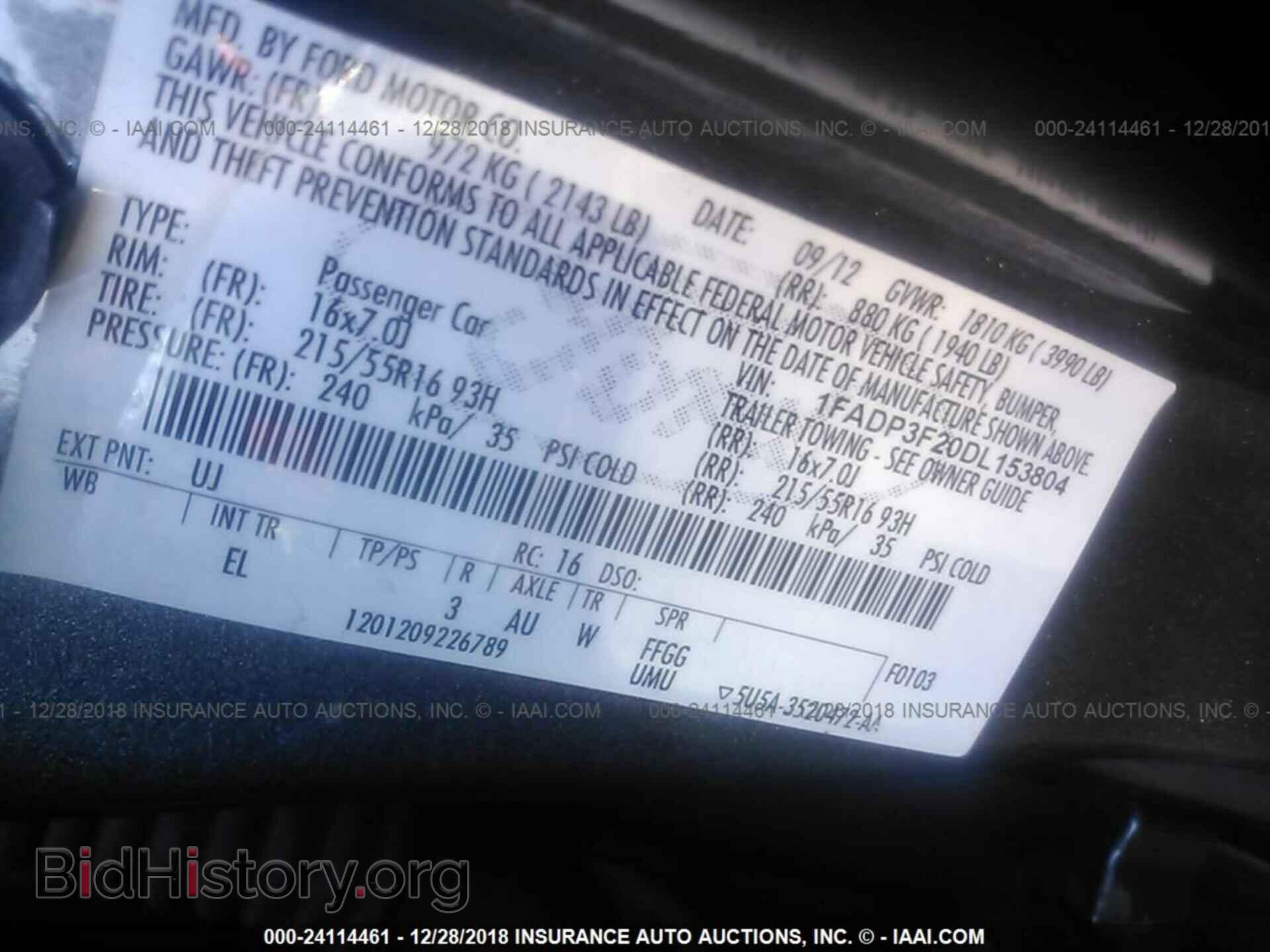2013 FORD FOCUS - VIN: 1FADP3F20DL153804 - Фото 9