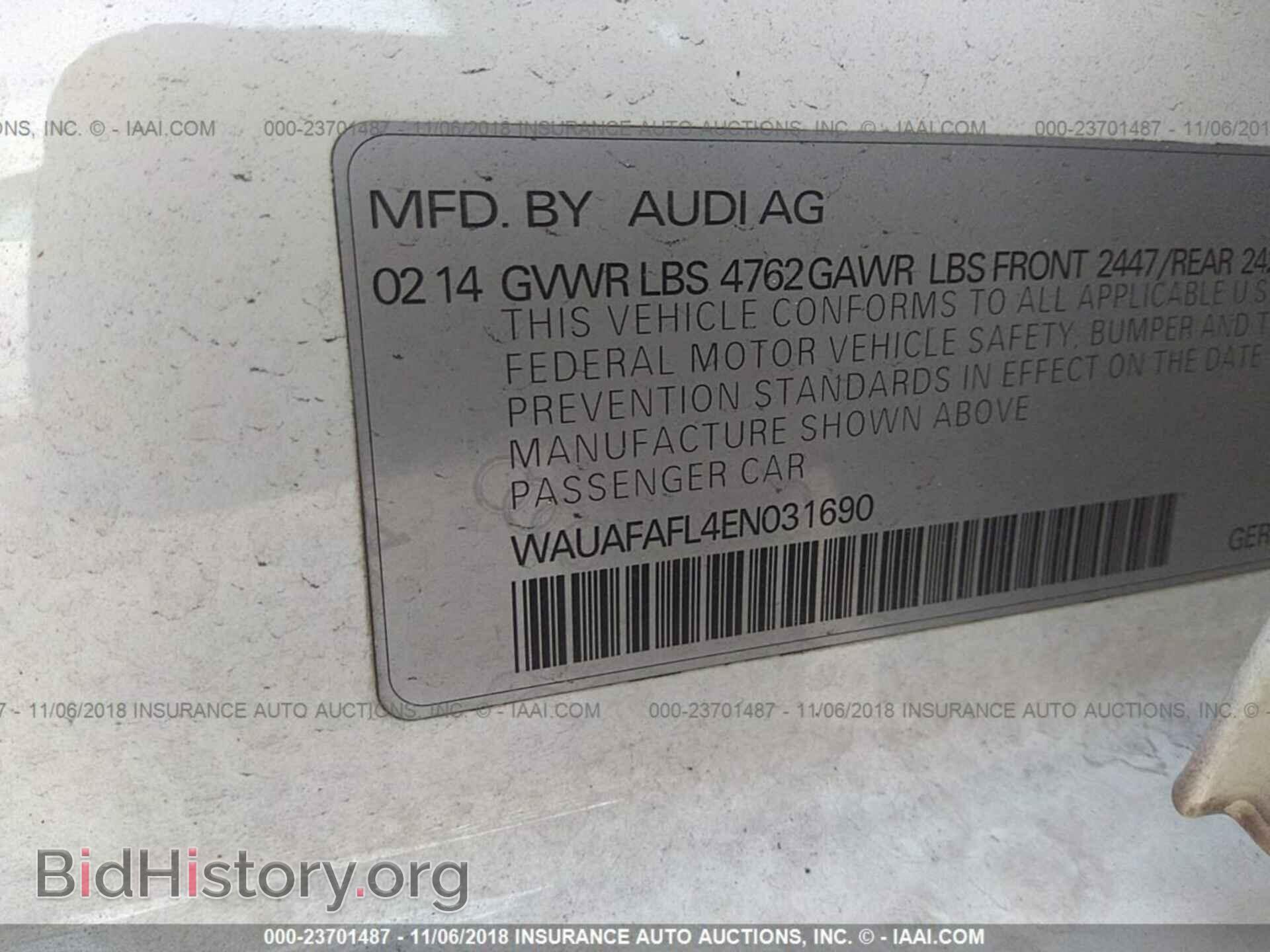 2014 AUDI A4 - VIN: WAUAFAFL4EN031690 - Photo 9