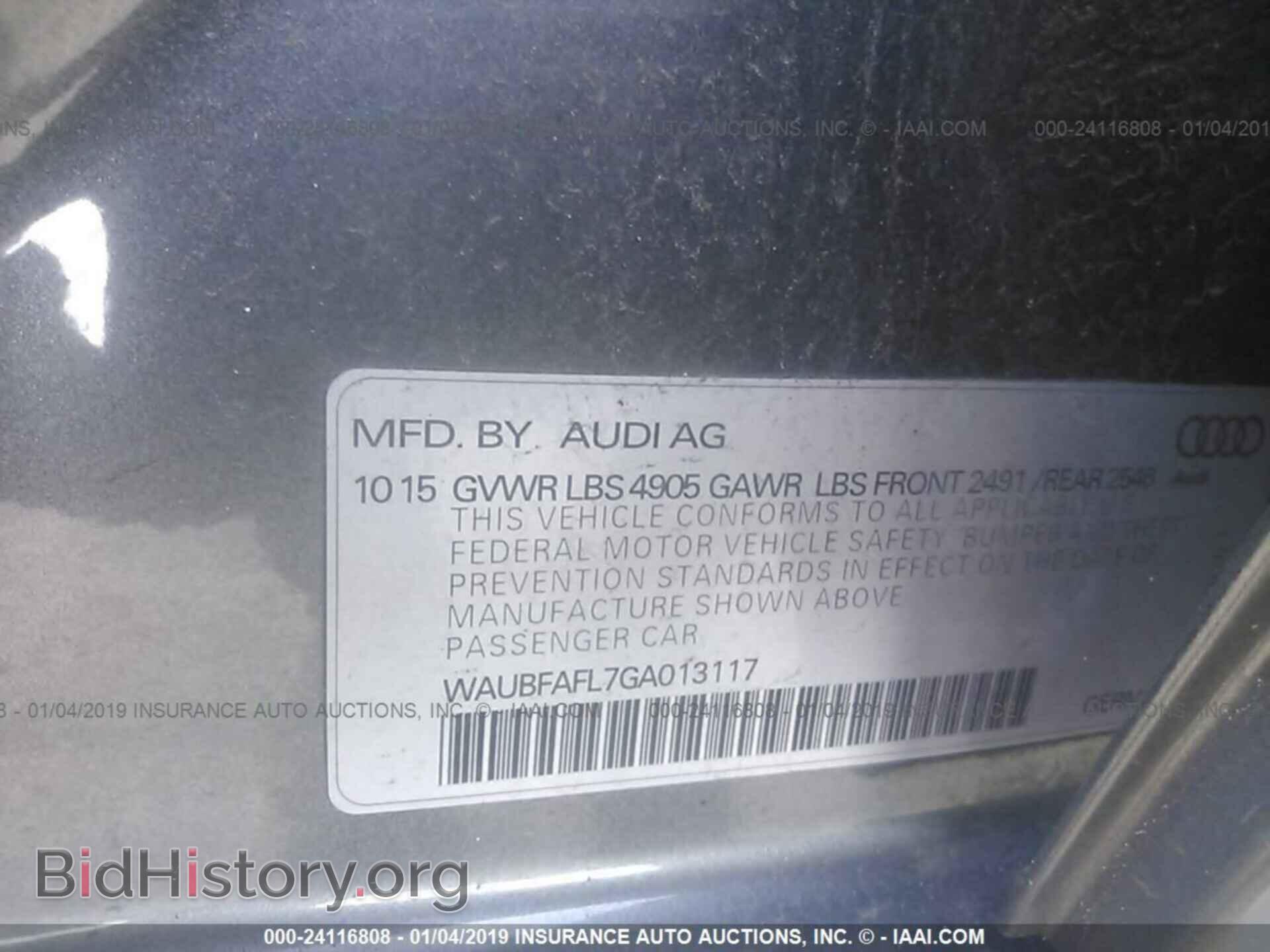2016 AUDI A4 - VIN: WAUBFAFL7GA013117 - Фото 9