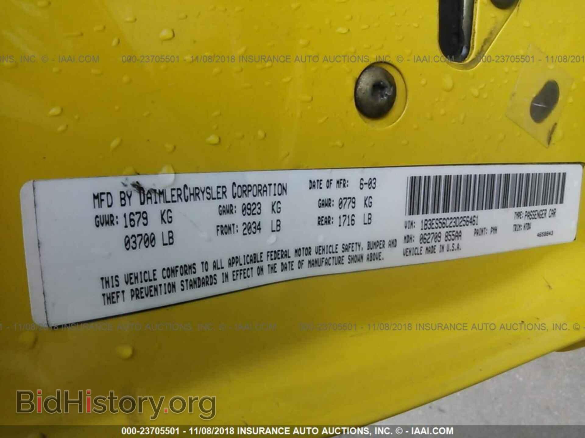 2003 DODGE NEON - VIN: 1B3ES56C23D256461 - Фото 9