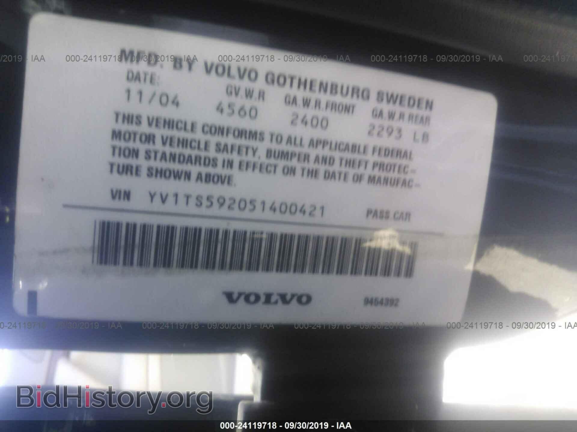 2005 VOLVO S80 - VIN: YV1TS592051400421 - Фото 9