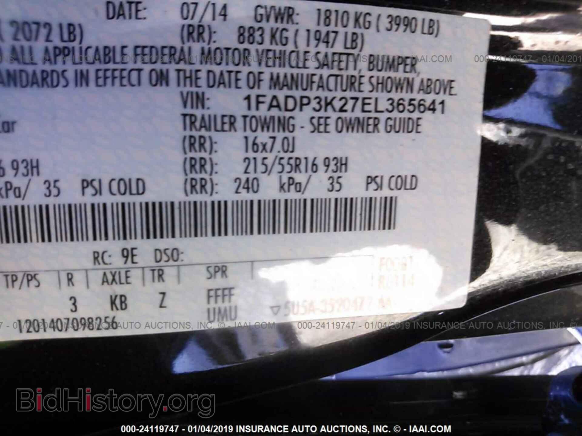 2014 FORD FOCUS - VIN: 1FADP3K27EL365641 - Фото 9