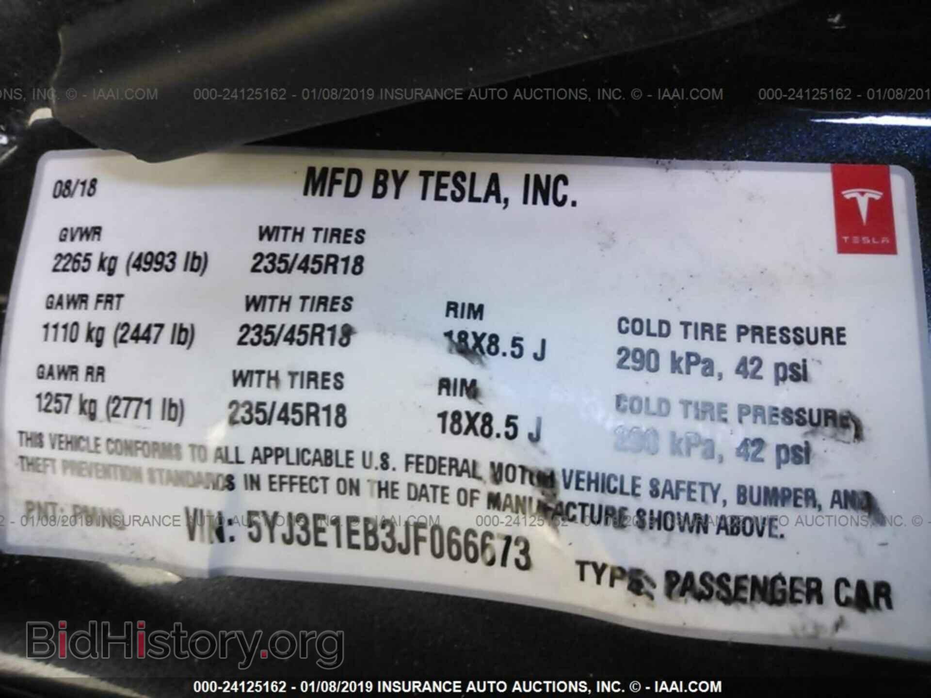 2018 TESLA MODEL 3 - VIN: 5YJ3E1EB3JF066673 - Фото 9