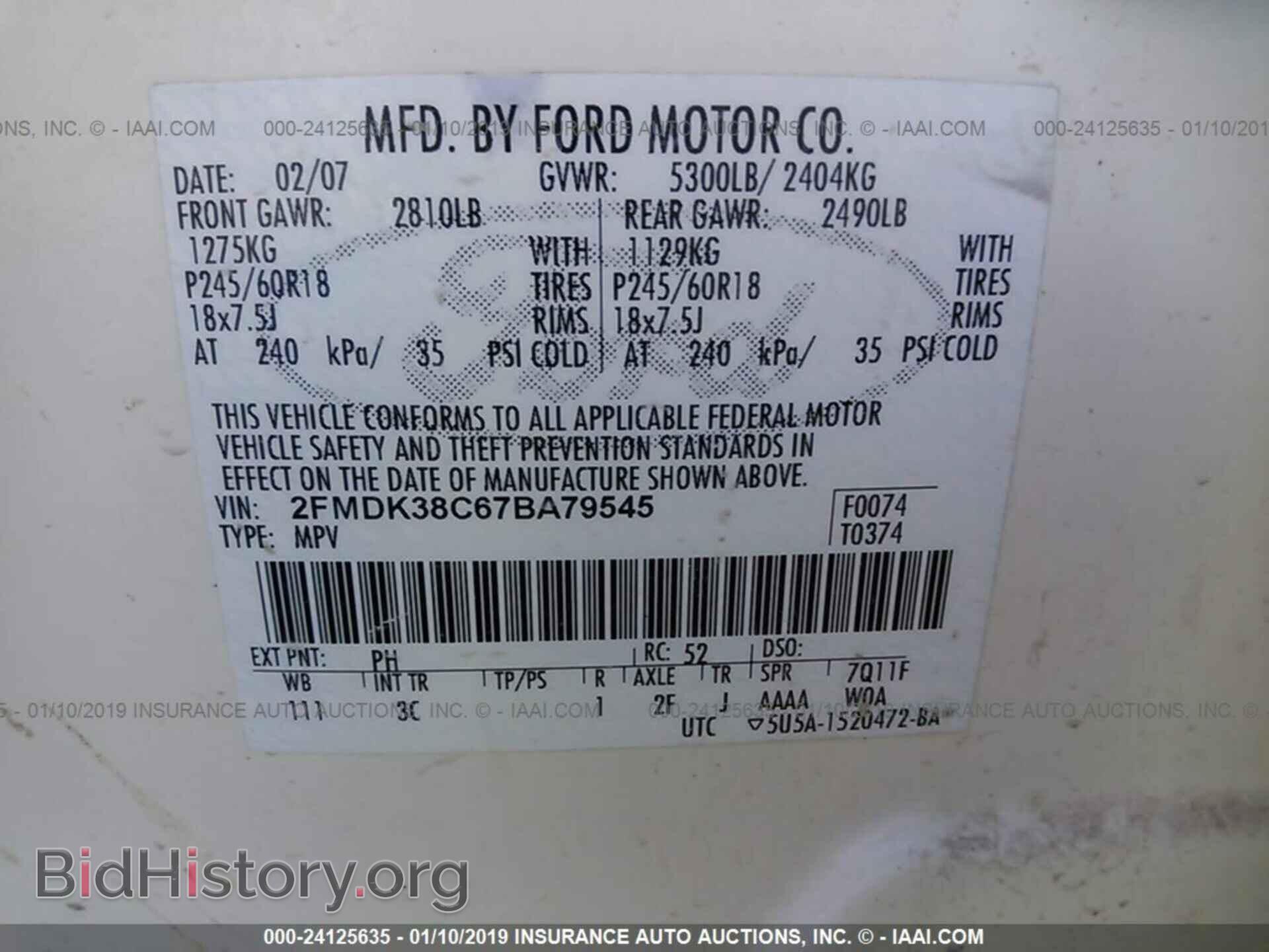 2007 FORD EDGE - VIN: 2FMDK38C67BA79545 - Photo 9