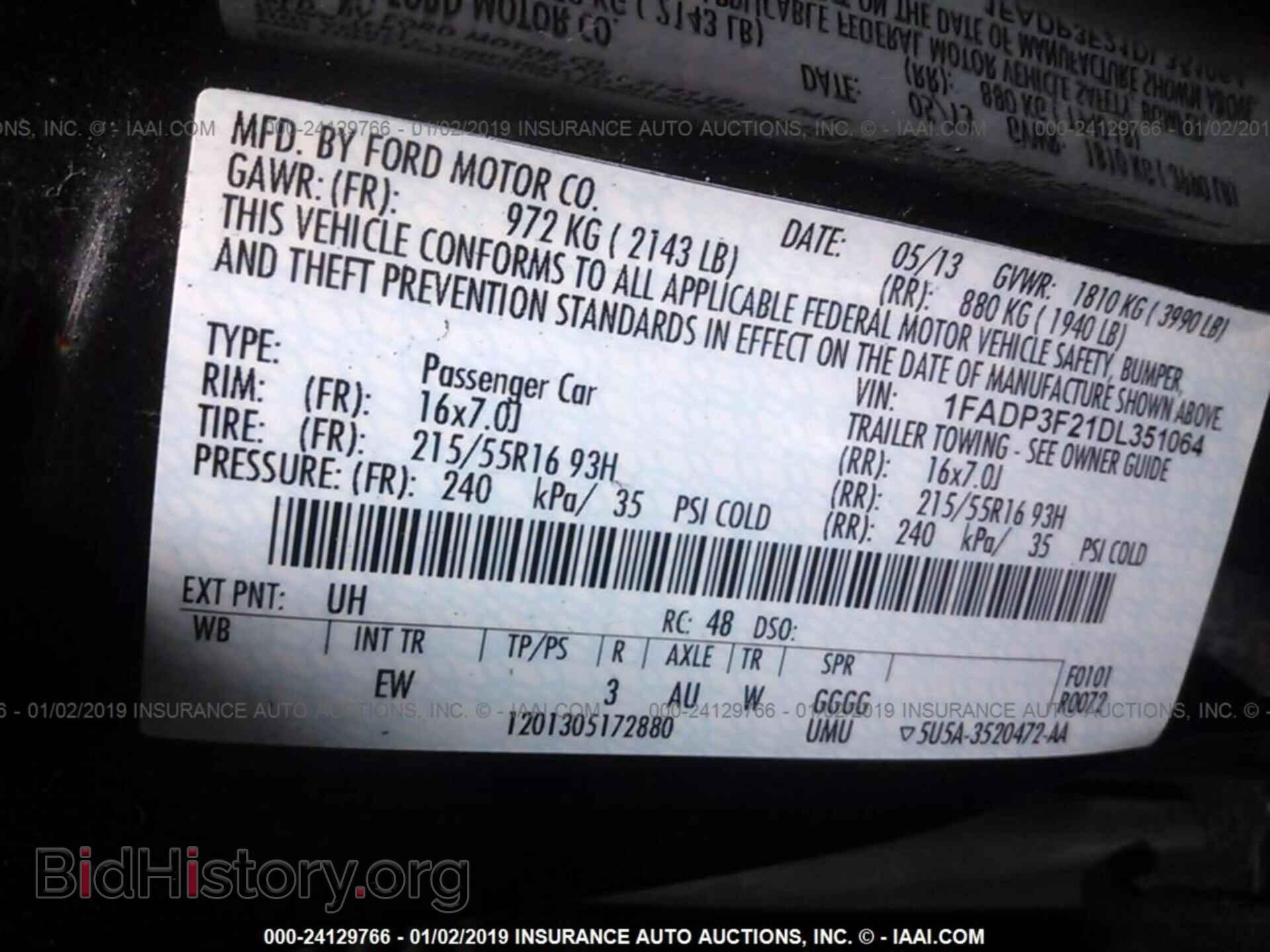 2013 FORD FOCUS - VIN: 1FADP3F21DL351064 - Фото 9